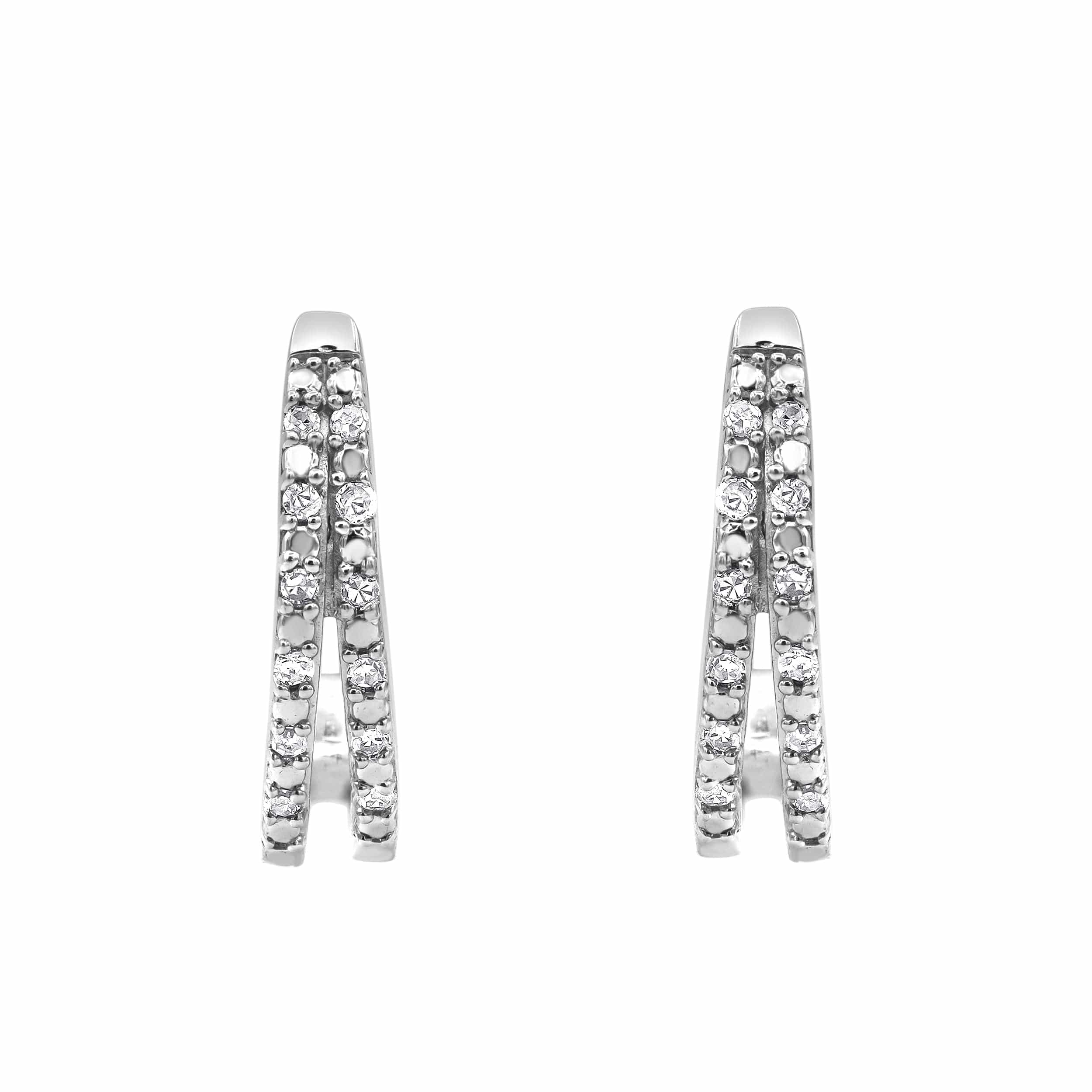 0.10 Carat Lab Grown Double Row Diamond Huggie Hoop Earrings - Image 4