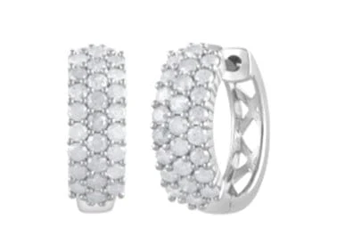 0.50 Carat Lab Grown Cluster Diamond Hinged Hoop Earrings
