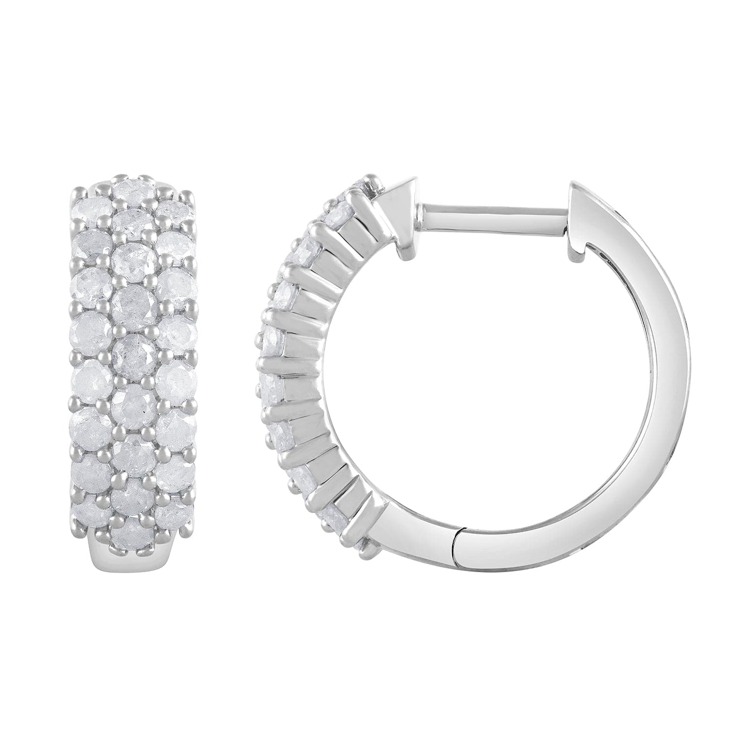 0.50 Carat Lab Grown Cluster Diamond Hinged Hoop Earrings - Image 2