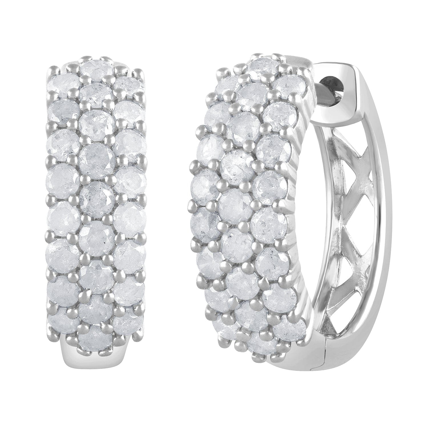 0.50 Carat Lab Grown Cluster Diamond Hinged Hoop Earrings - Image 3