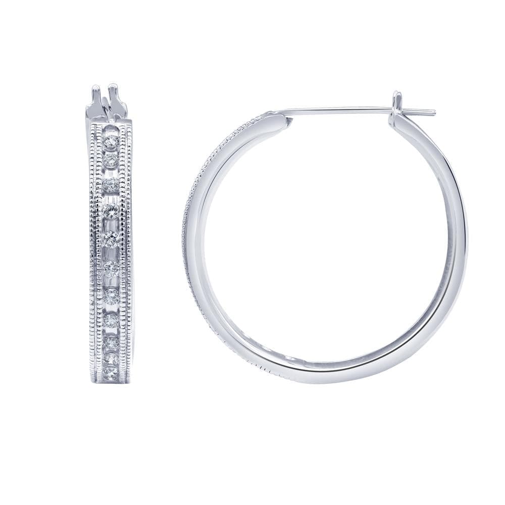 0.50 Carat Sterling Silver Lab Grown Single Row Diamond Hoop Earrings