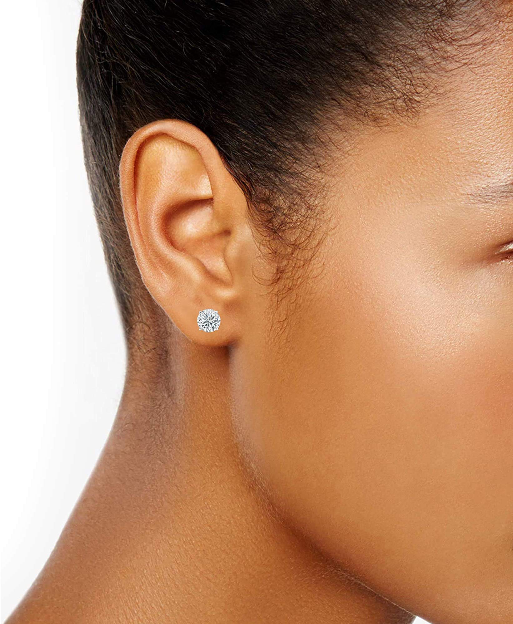0.50 Carat Round Cut Lab Grown Diamond Stud Earrings - Image 5