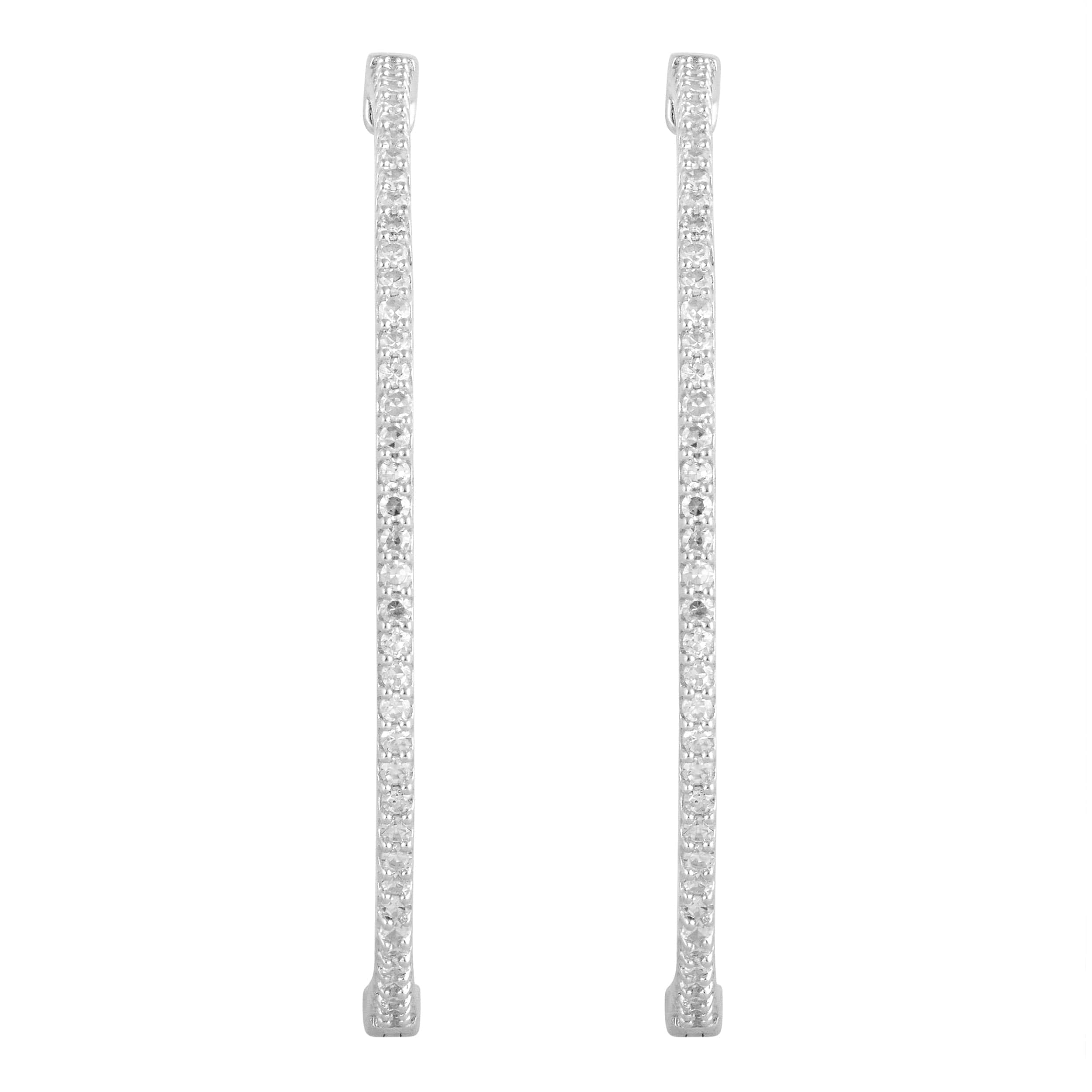 0.75 Carat Lab Grown Diamond Hinged Hoop Sterling Silver Earrings - Image 4