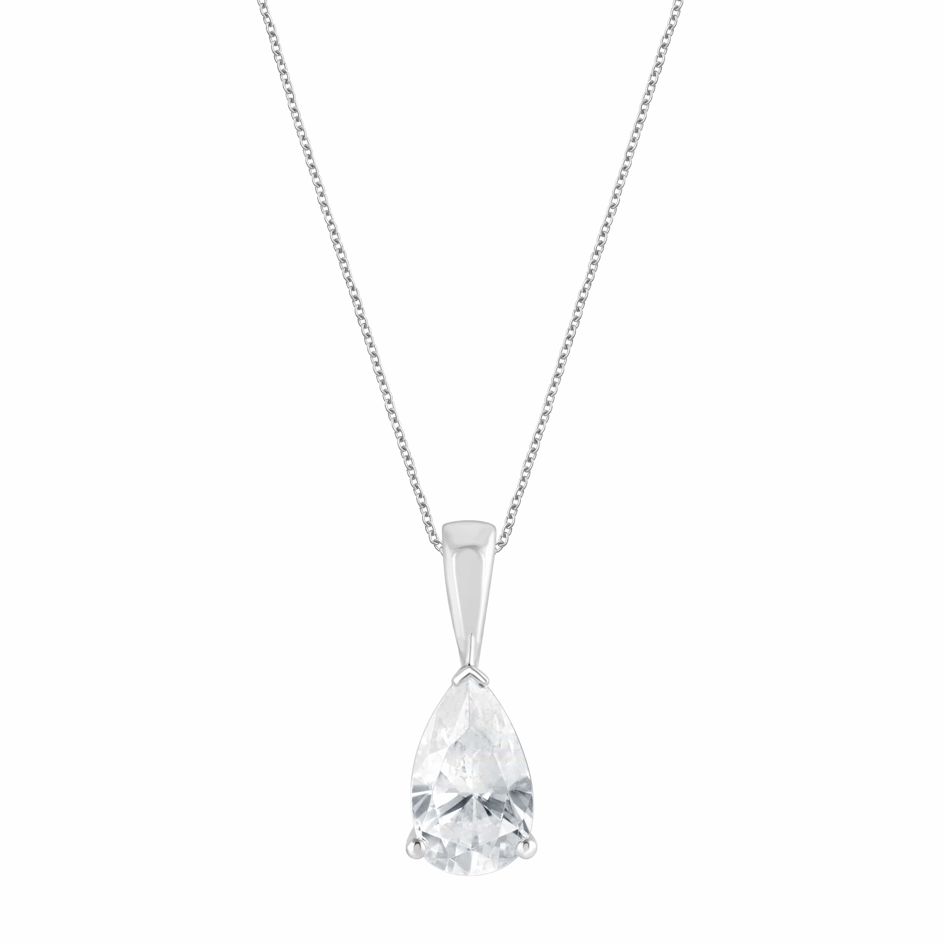 1 Carat Lab Grown Solitaire Pear Cut Diamond Pendant Necklace