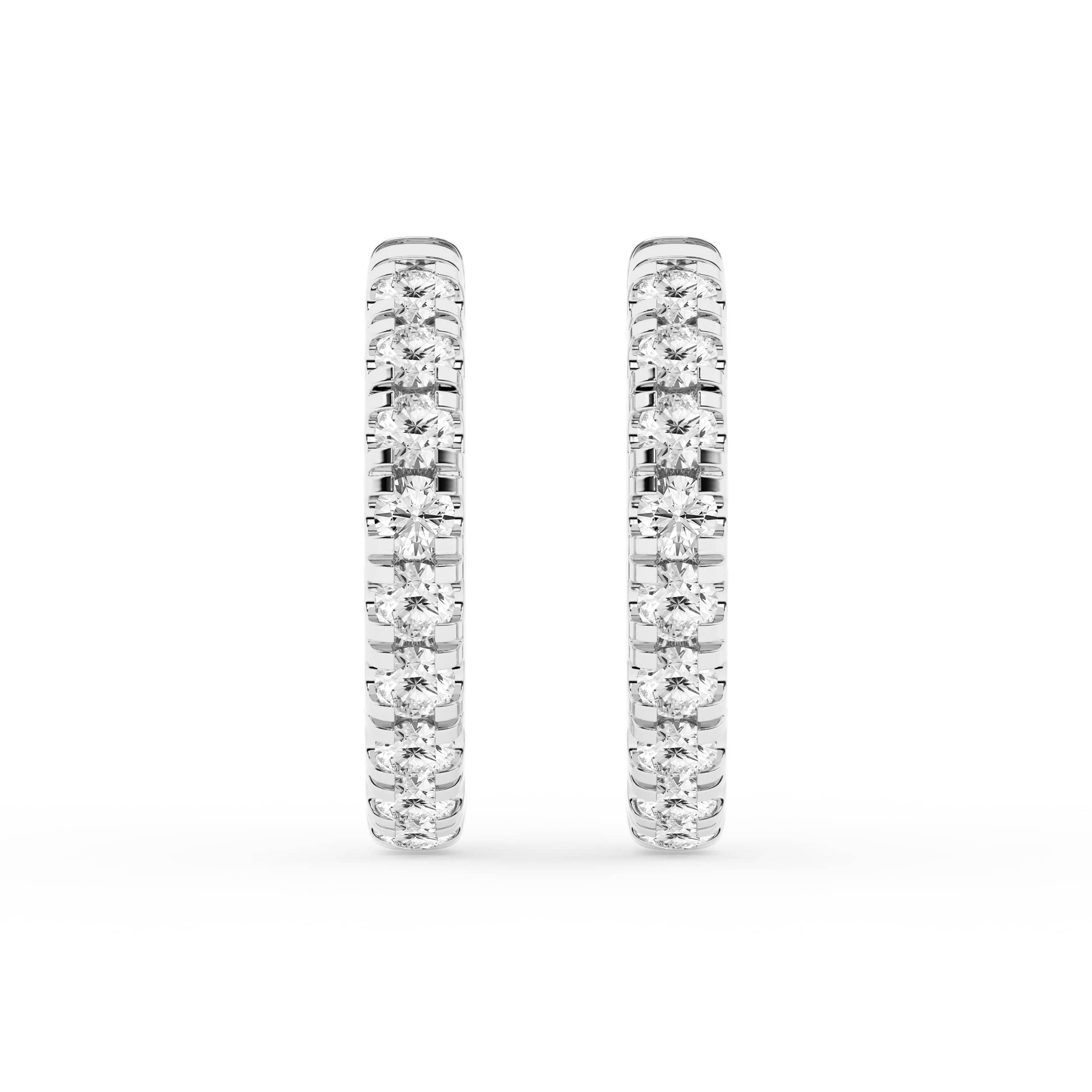 1 Carat Round Lab Grown Diamond Hoop Earrings In Sterling Silver - Image 2