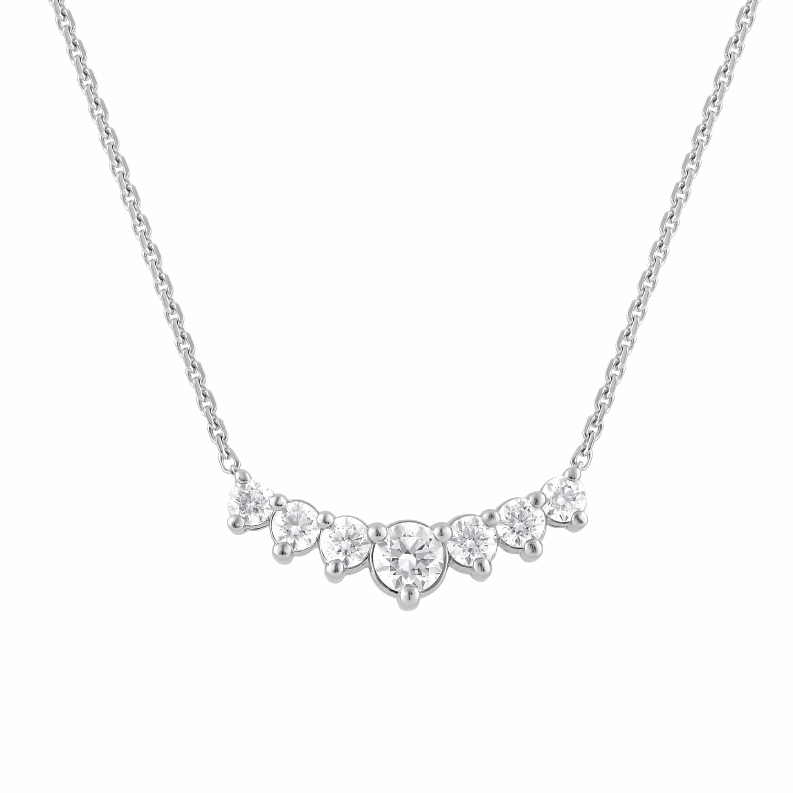 1 Carat Lab Grown Graduating Diamond Necklace In Sterling Silver