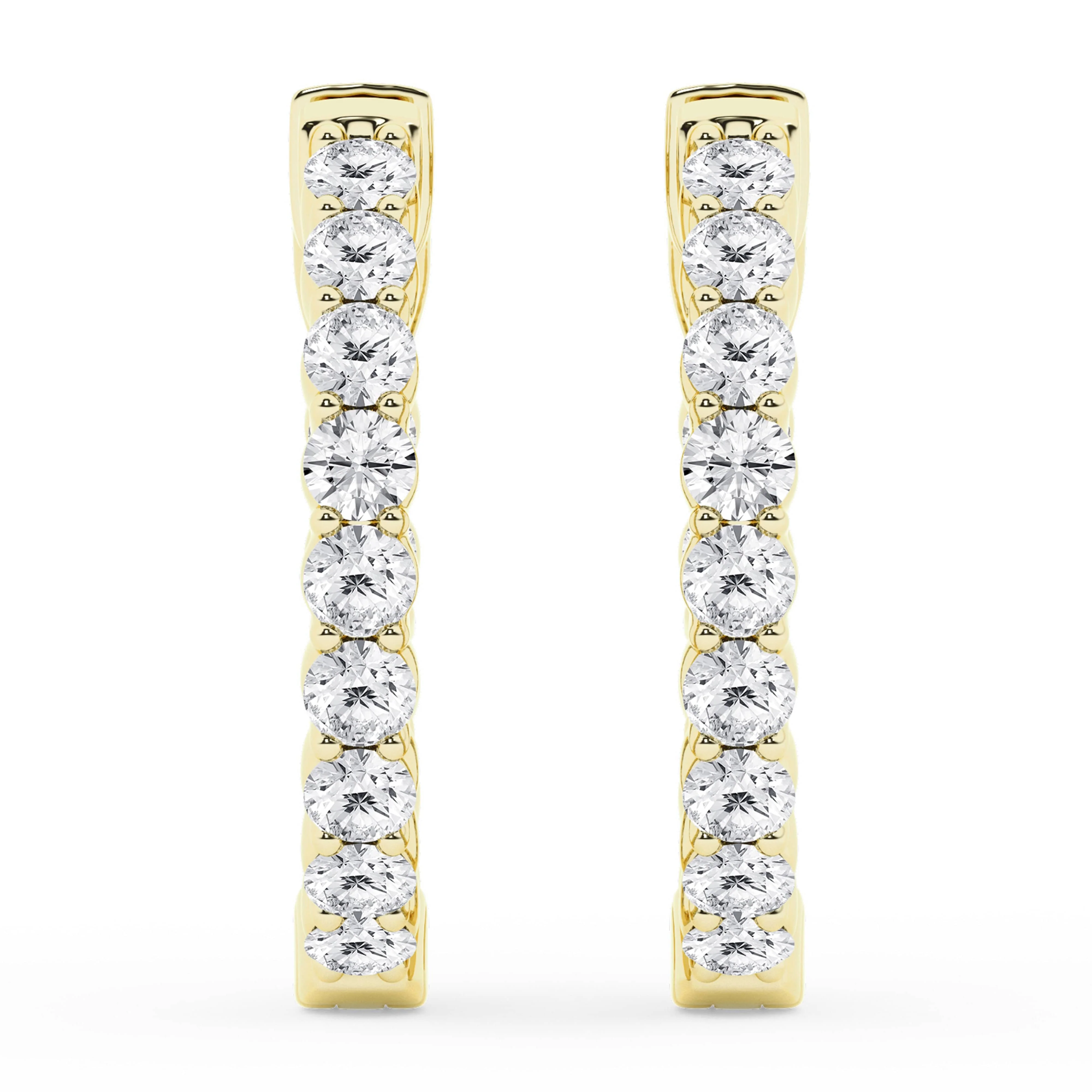 1 Carat Lab Grown Inside Out Diamond Hoop Earrings In Yellow Gold Plated Sterling Silver - Image 2