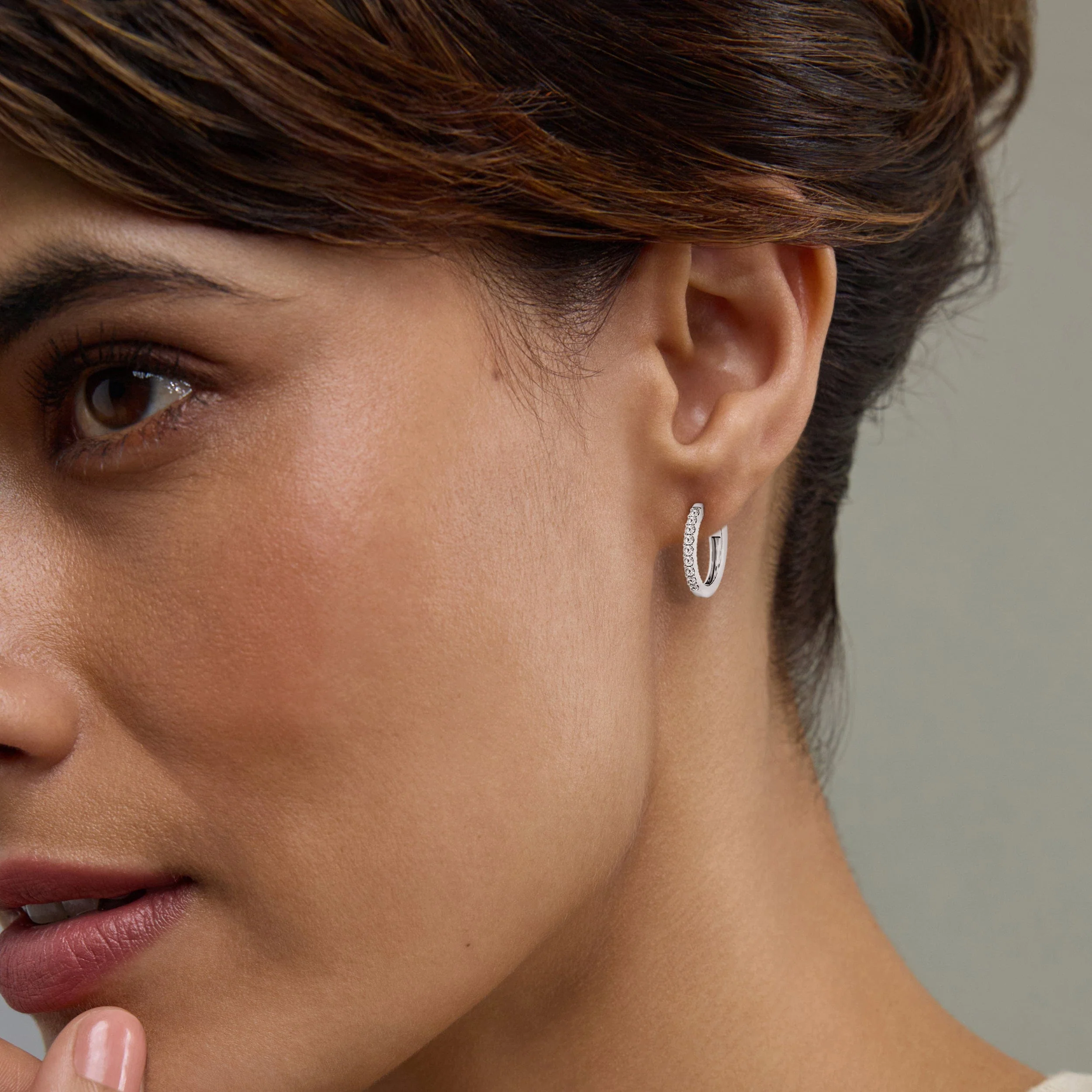 0.50 To 2 Carat Round Lab Grown Diamond Single Row Hoop Earrings In Sterling Silver - Image 10