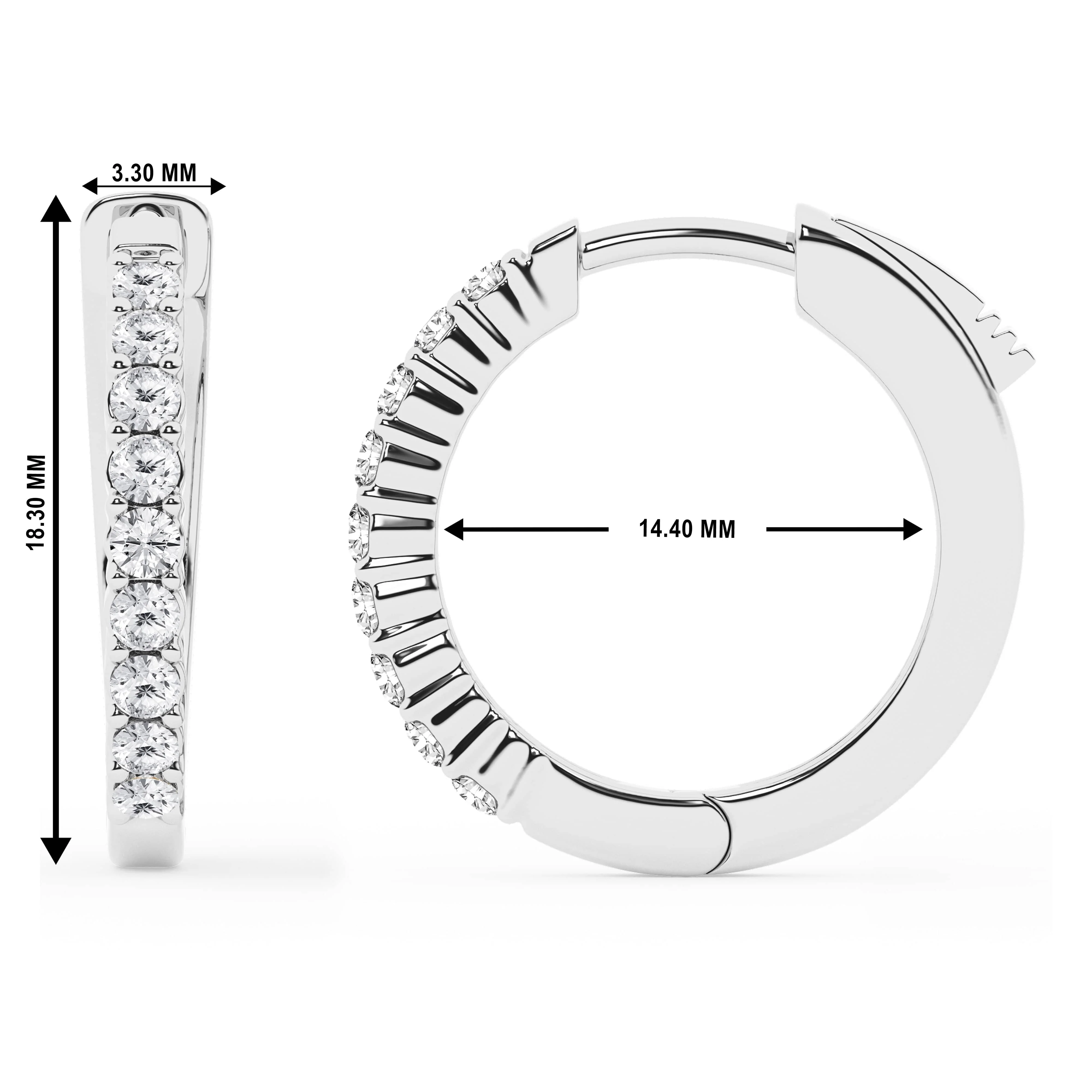 0.50 To 2 Carat Round Lab Grown Diamond Single Row Hoop Earrings In Sterling Silver - Image 11