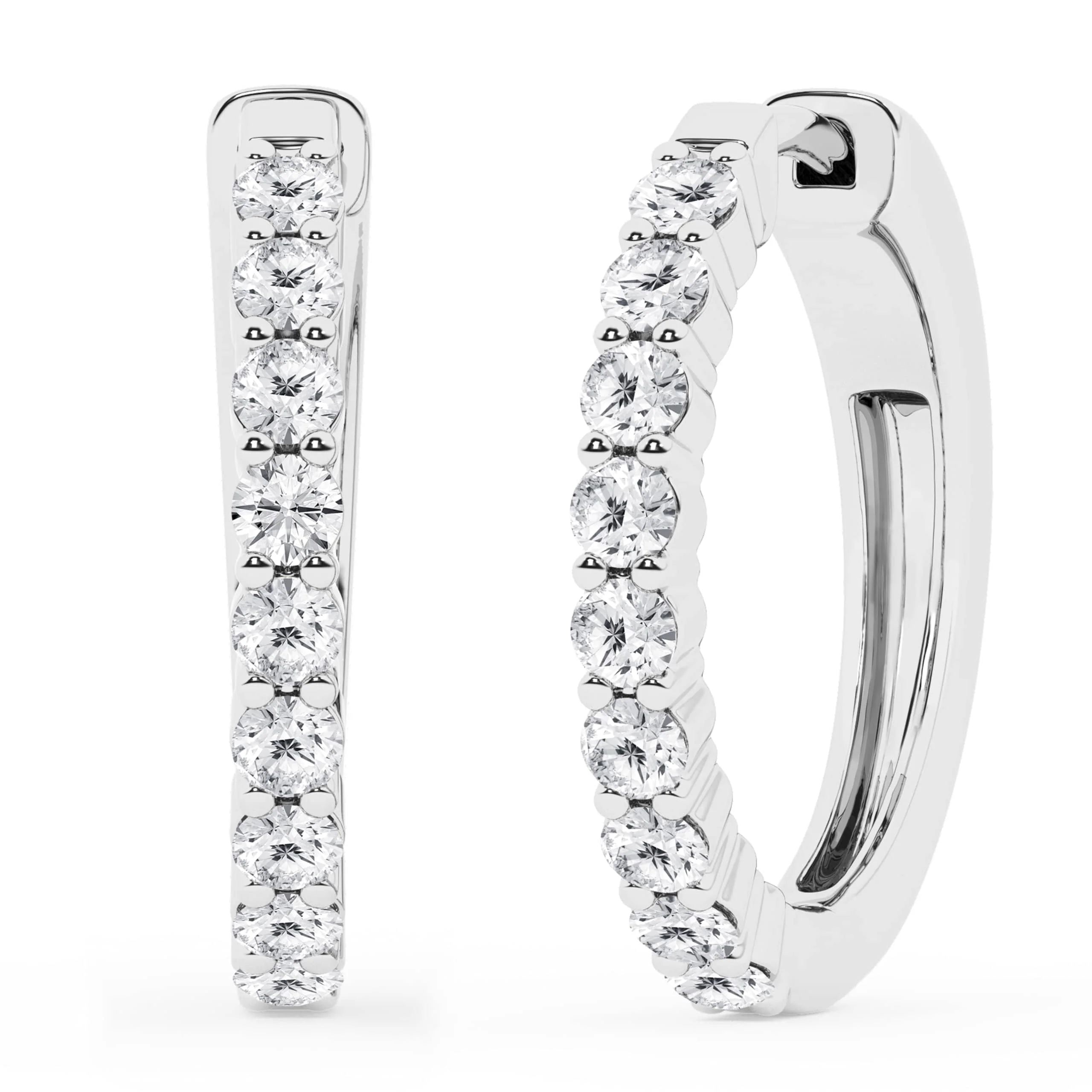 0.50 To 2 Carat Round Lab Grown Diamond Single Row Hoop Earrings In Sterling Silver - Image 13