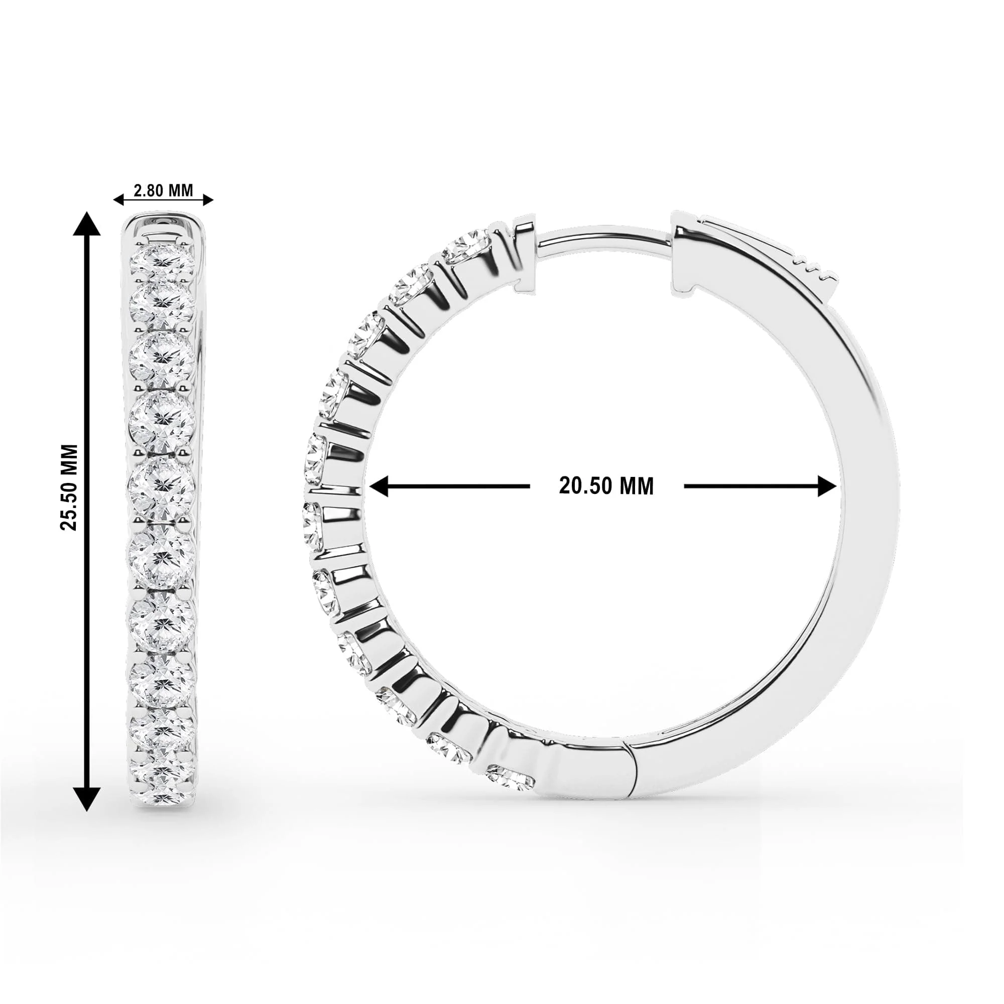0.50 To 2 Carat Round Lab Grown Diamond Single Row Hoop Earrings In Sterling Silver - Image 4