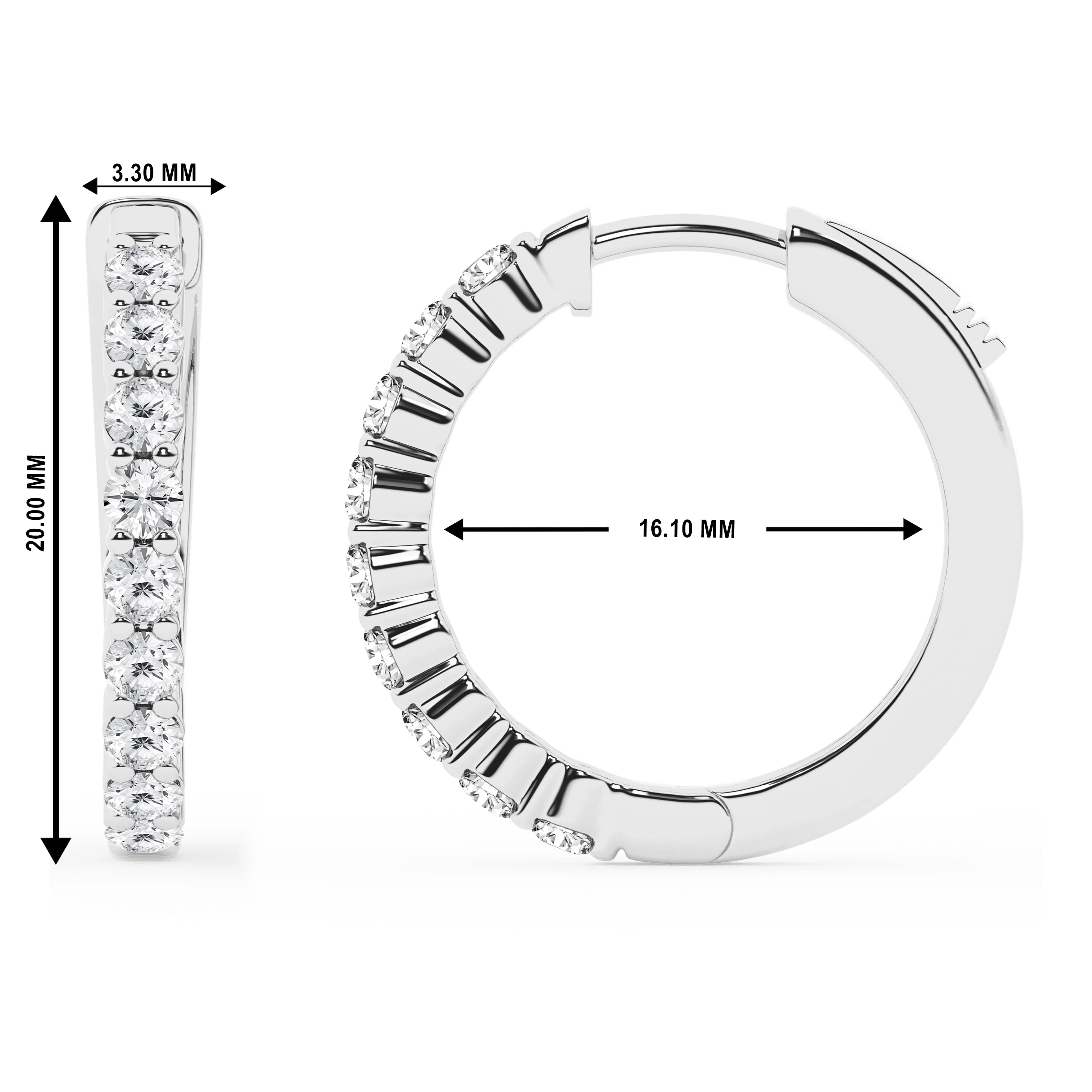 0.50 To 2 Carat Round Lab Grown Diamond Single Row Hoop Earrings In Sterling Silver - Image 7
