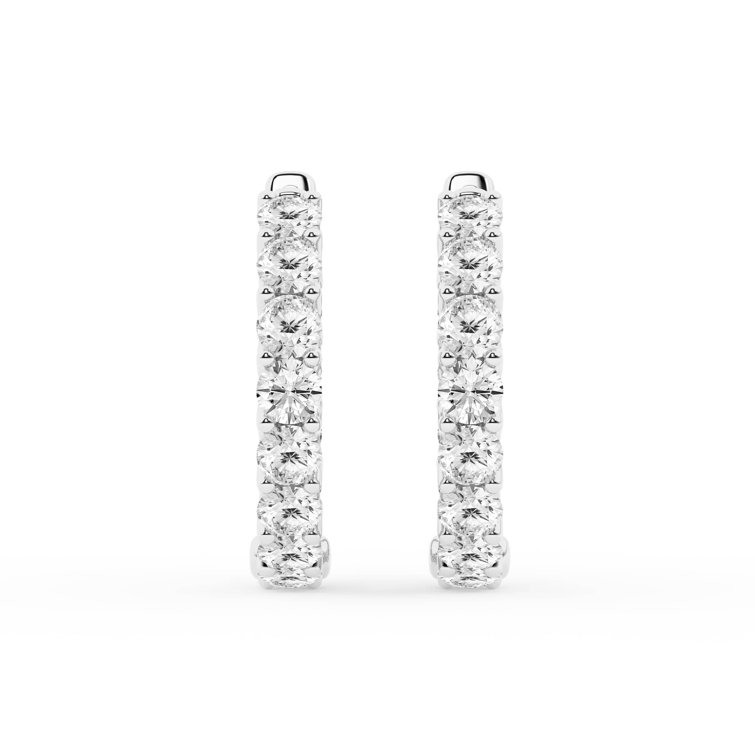 2 Carat Lab Grown Round Inside Out Diamond Hoop Earrings In Sterling Silver - Image 2