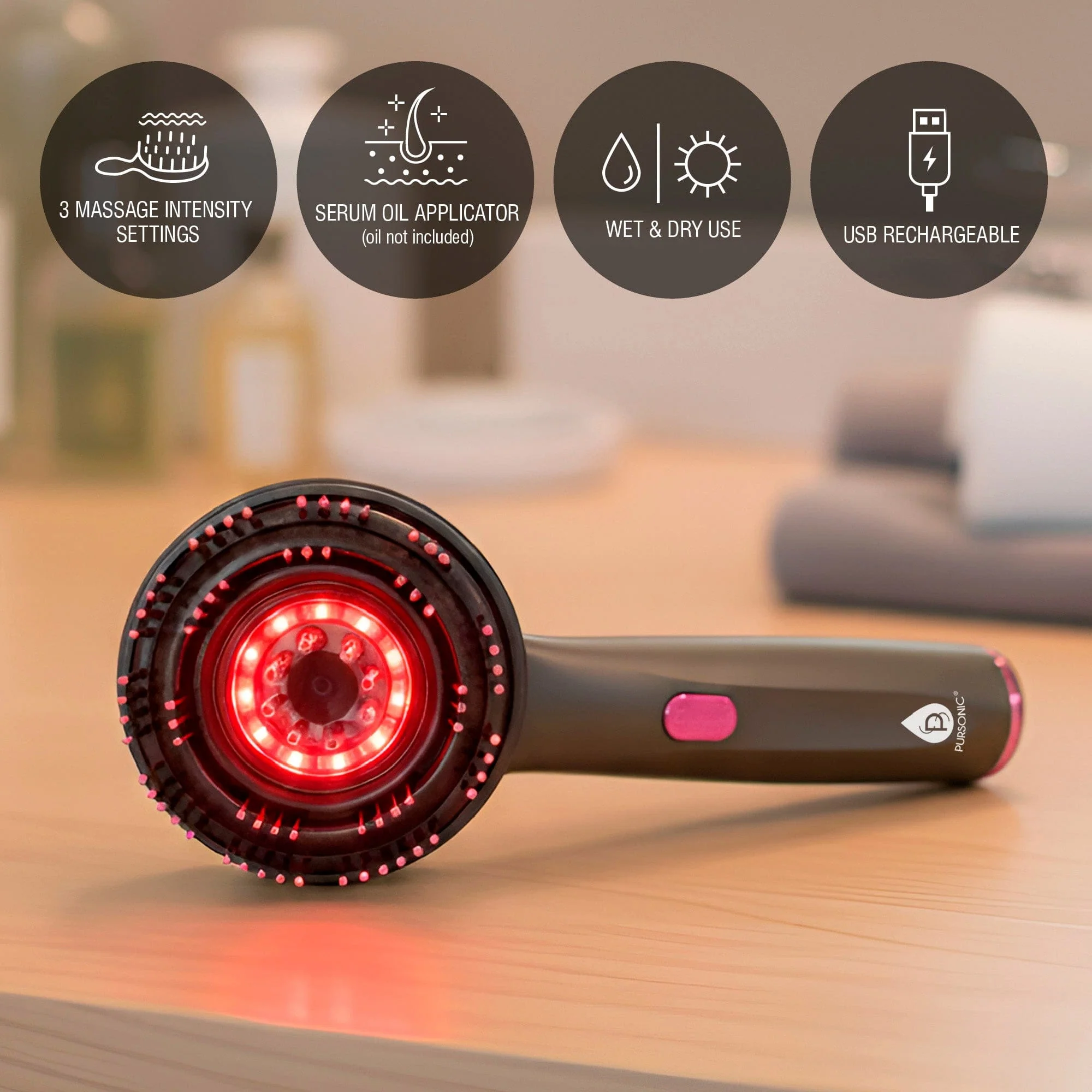 Pursonic 3 In 1 LED Therapy Scalp And Hair Treatment Brush - Image 6