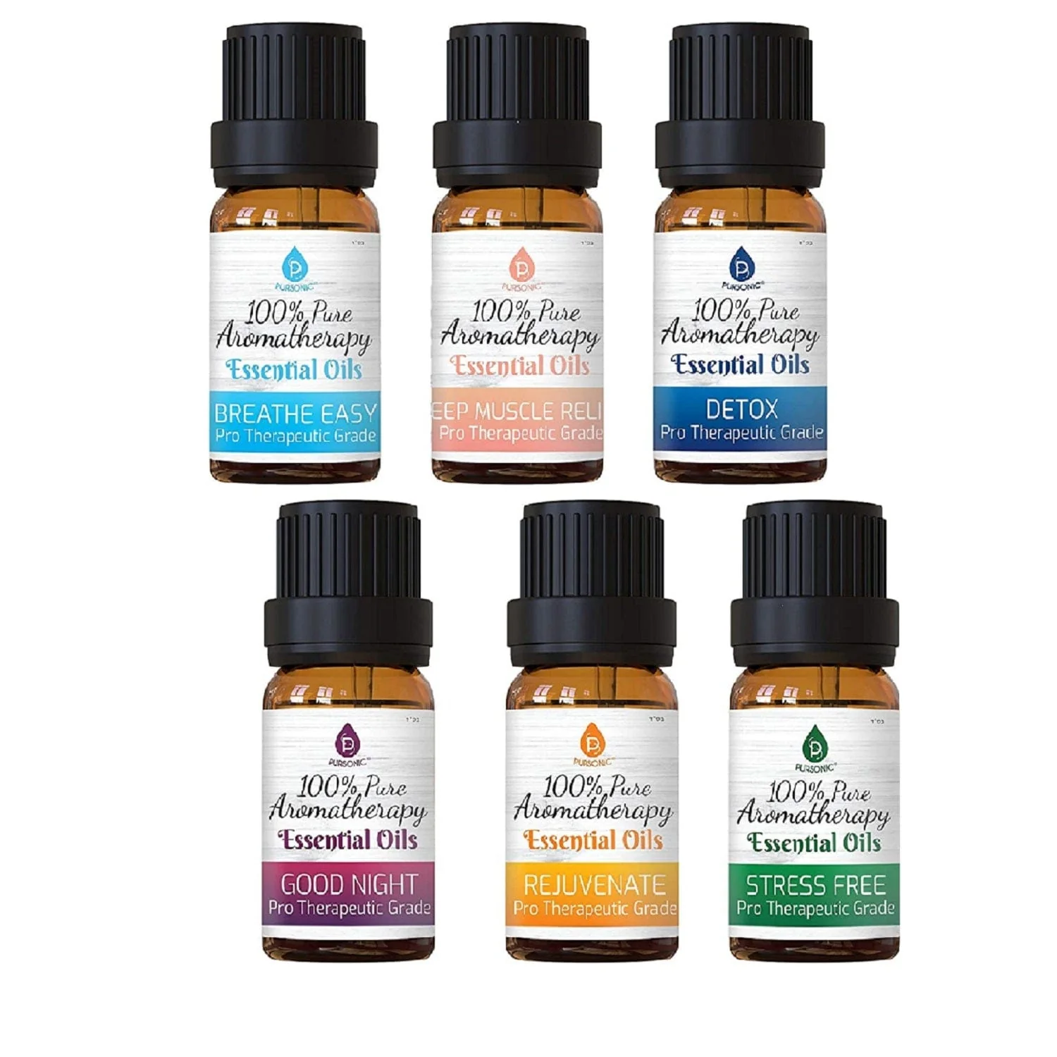Pursonic 6 Pack Pure Essential Aromatherapy Oils Blends - Image 2