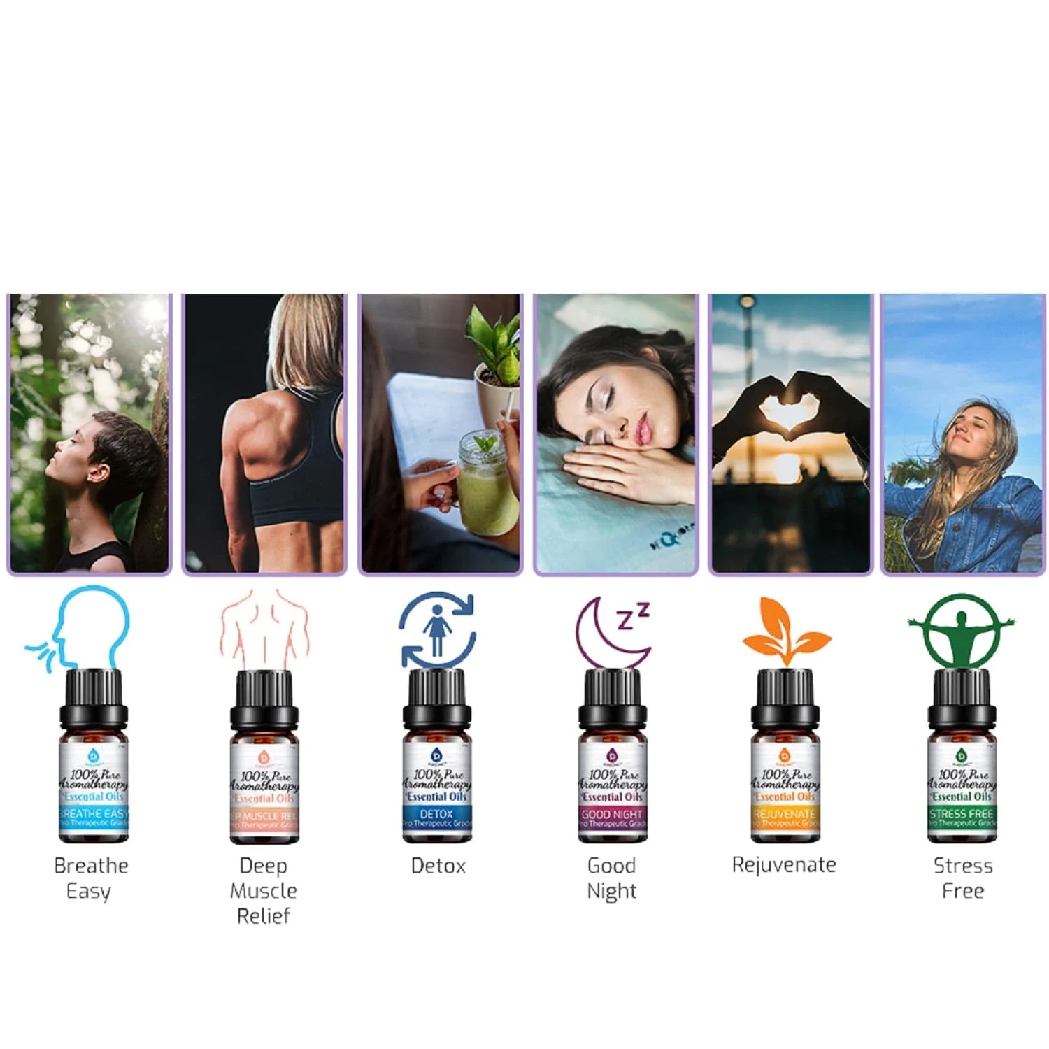 Pursonic 6 Pack Pure Essential Aromatherapy Oils Blends - Image 6