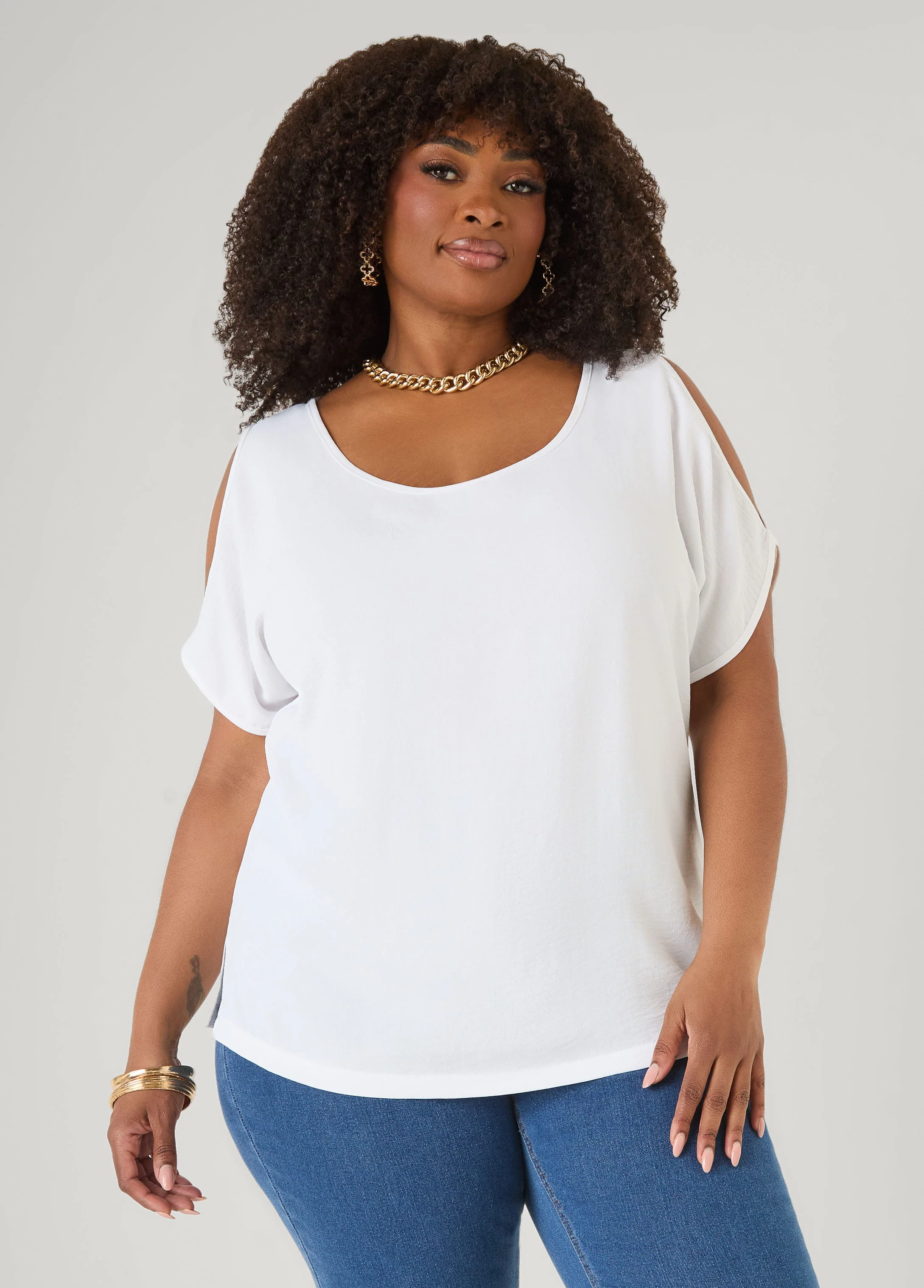 Textured Cold Shoulder Top - Image 14