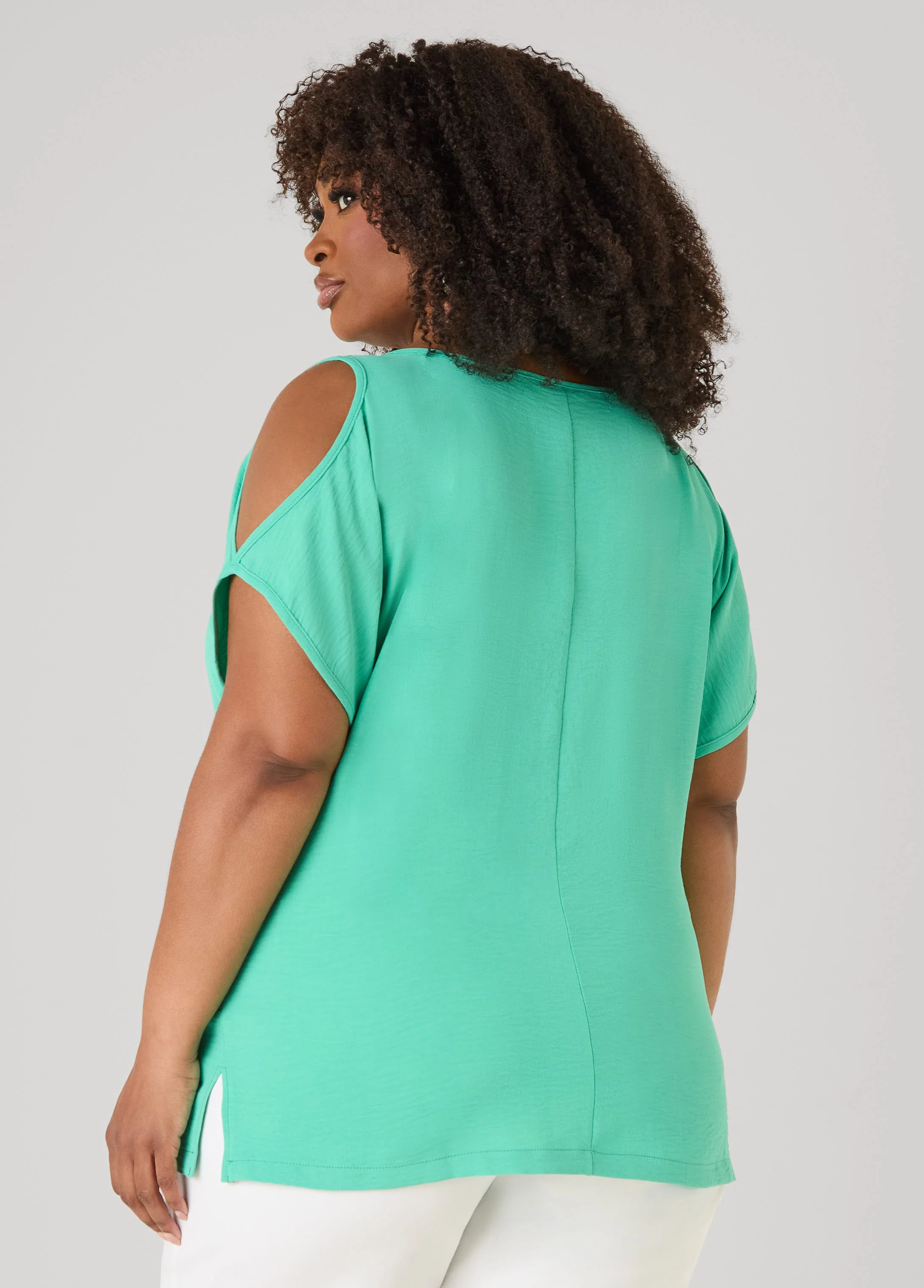 Textured Cold Shoulder Top - Image 19
