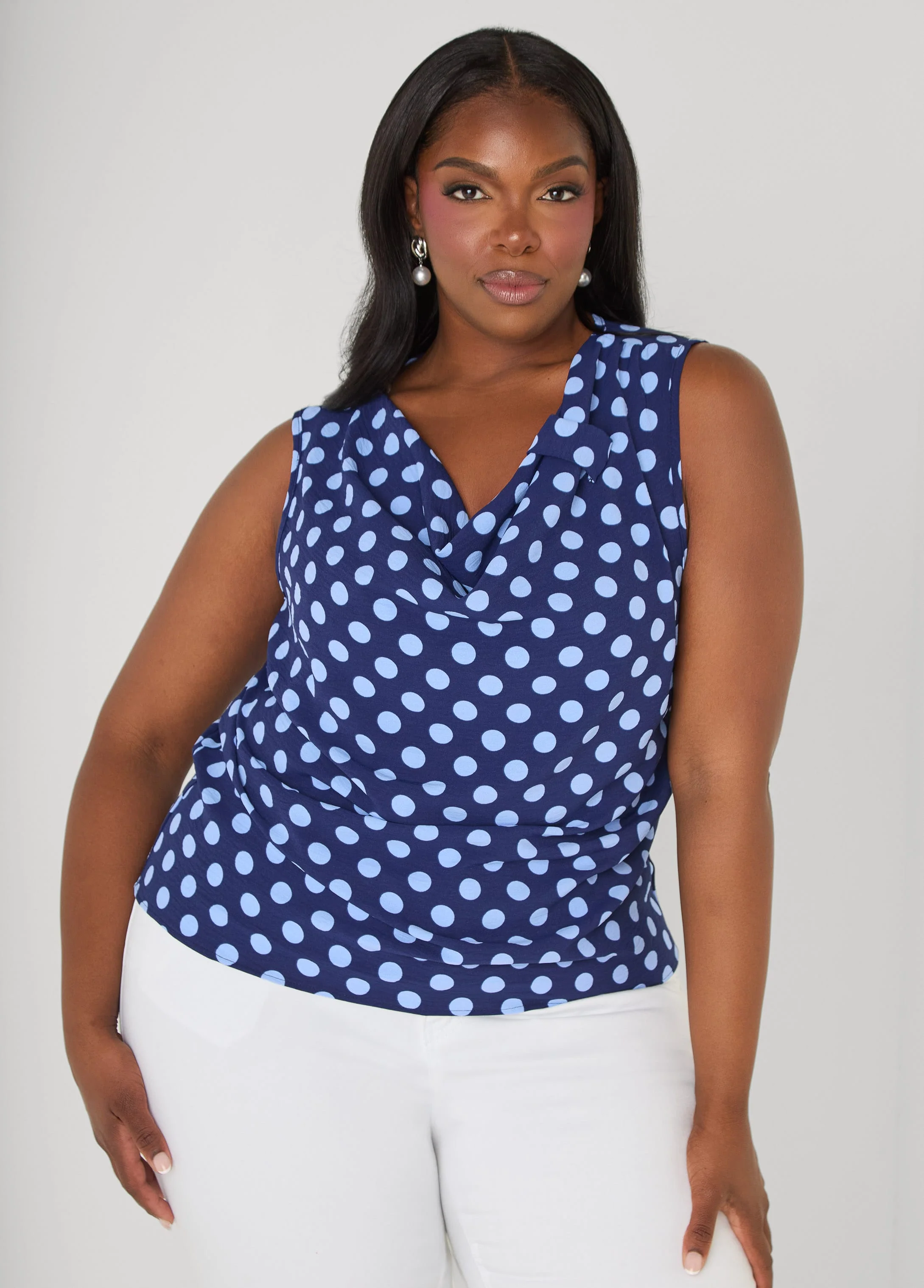 Polka Dot Cowl Neck Top - Image 5