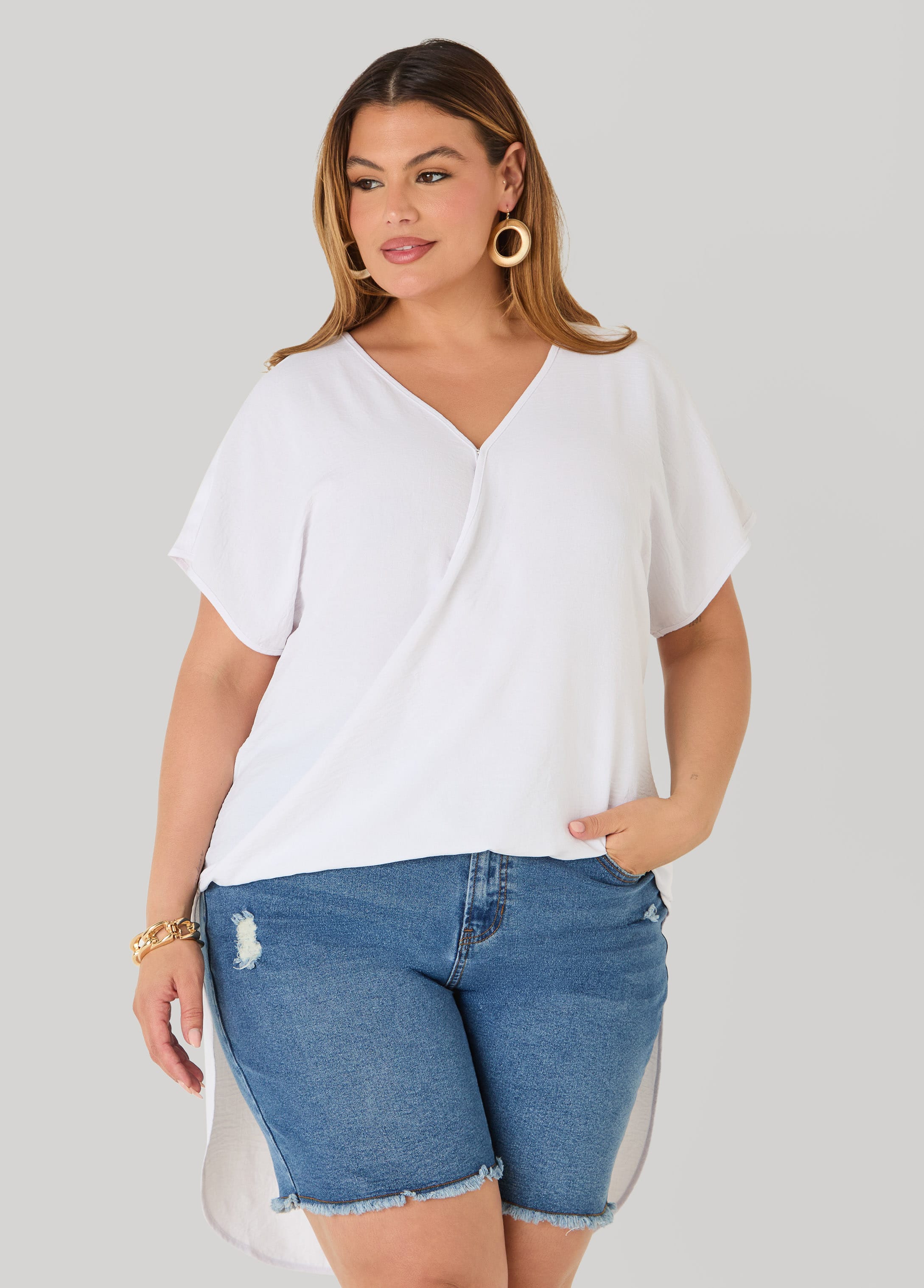 Faux Wrap Hi Low Top - Image 4