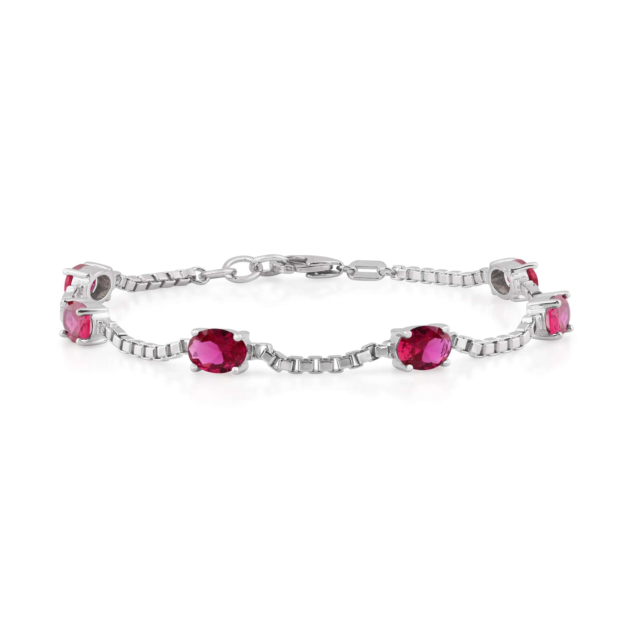 Birthstone Bracelet in Sterling Silver, Oval Cut 5*7mm, 7 Inches with an Extender, 12 Gemstone Options, Gift Box Included - April, White Zircon - Image 20