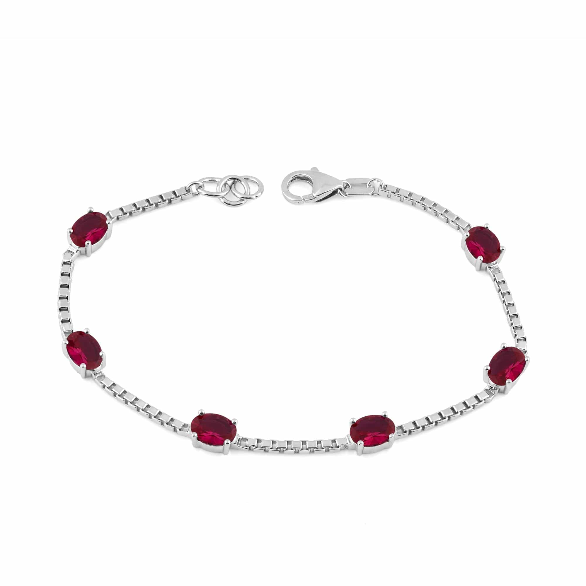 Birthstone Bracelet in Sterling Silver, Oval Cut 5*7mm, 7 Inches with an Extender, 12 Gemstone Options, Gift Box Included - April, White Zircon - Image 21