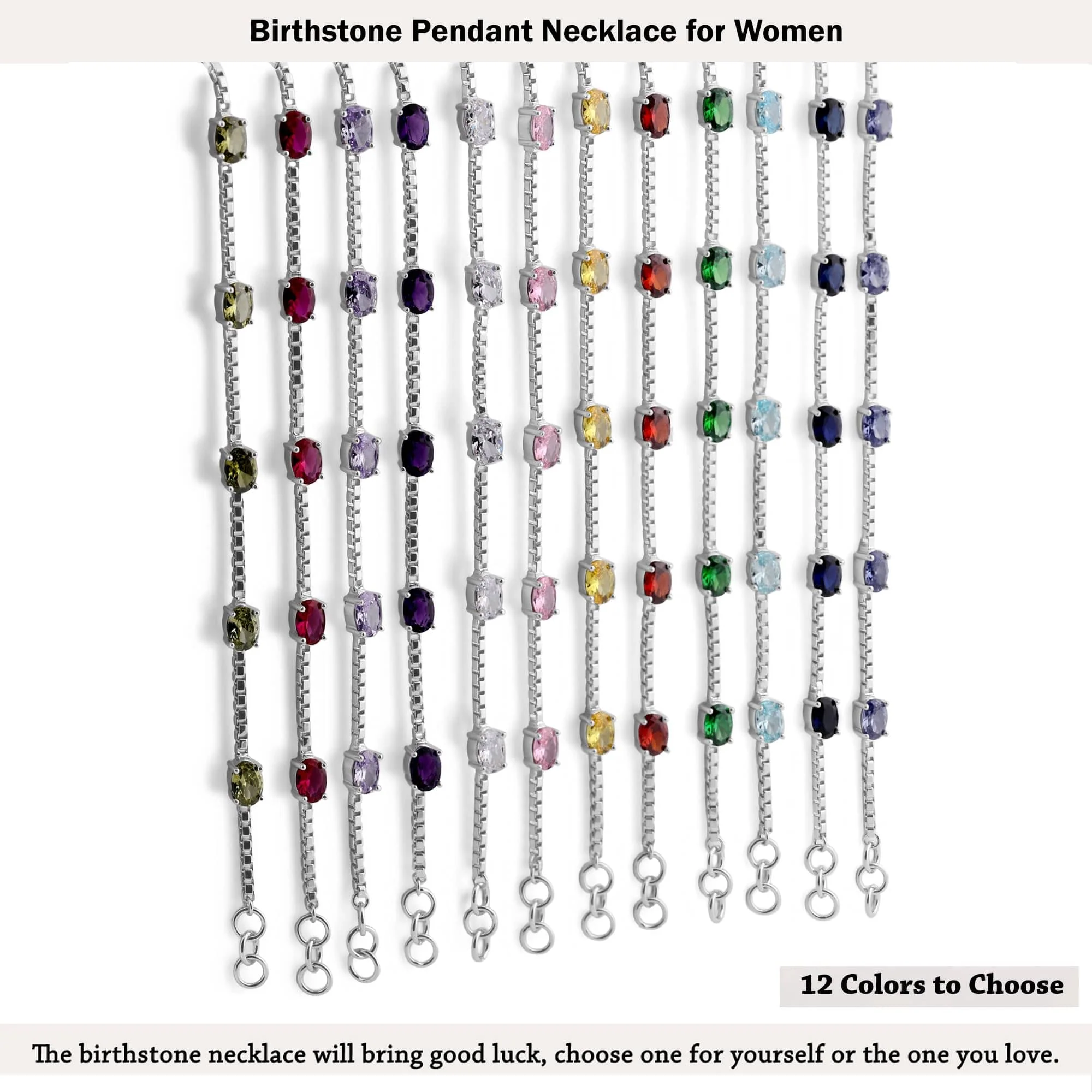 Birthstone Bracelet in Sterling Silver, Oval Cut 5*7mm, 7 Inches with an Extender, 12 Gemstone Options, Gift Box Included - April, White Zircon - Image 23