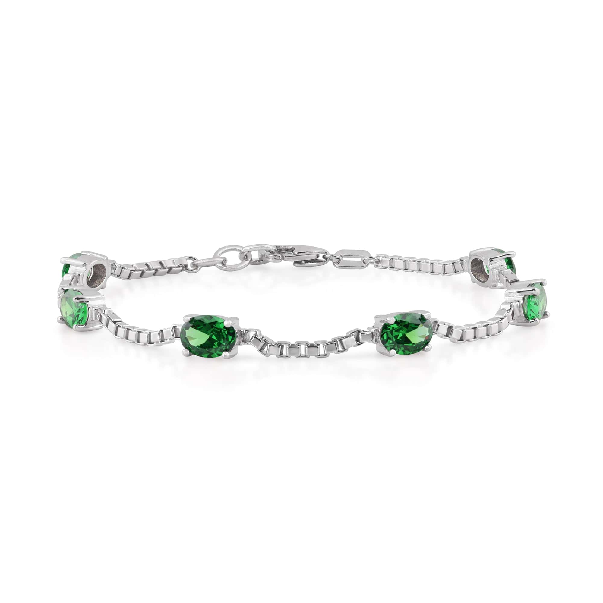 Birthstone Bracelet in Sterling Silver, Oval Cut 5*7mm, 7 Inches with an Extender, 12 Gemstone Options, Gift Box Included - April, White Zircon - Image 24