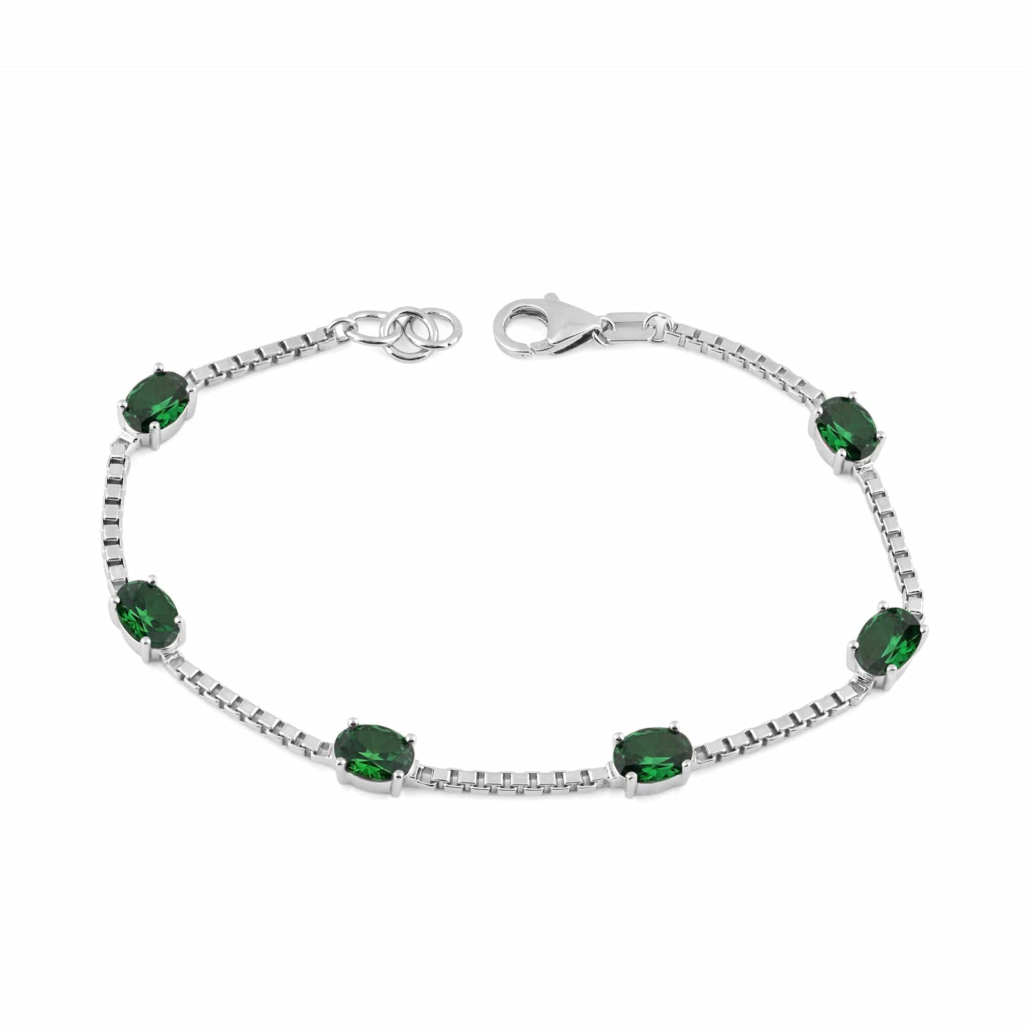 Birthstone Bracelet in Sterling Silver, Oval Cut 5*7mm, 7 Inches with an Extender, 12 Gemstone Options, Gift Box Included - April, White Zircon - Image 25