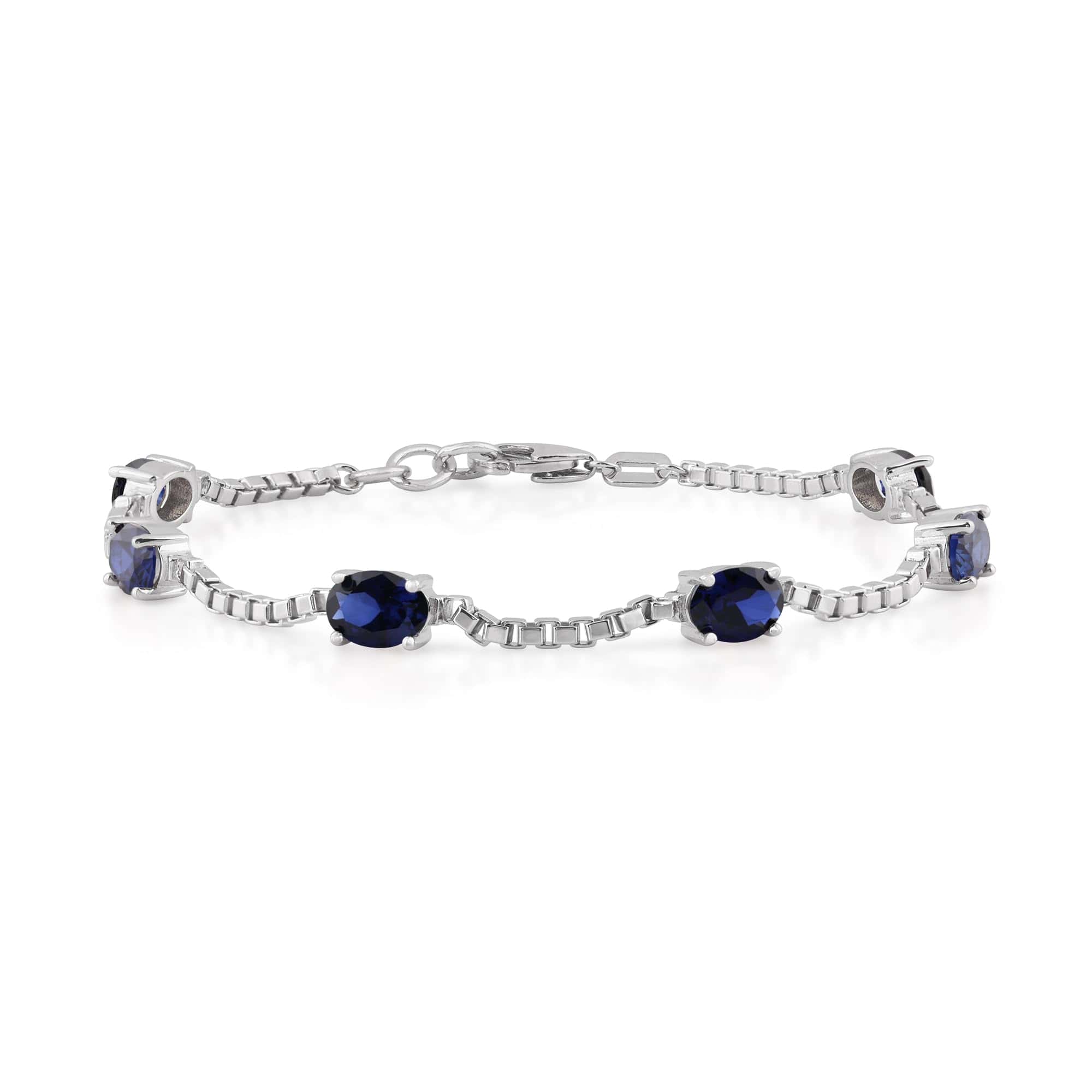 Birthstone Bracelet in Sterling Silver, Oval Cut 5*7mm, 7 Inches with an Extender, 12 Gemstone Options, Gift Box Included - April, White Zircon - Image 39