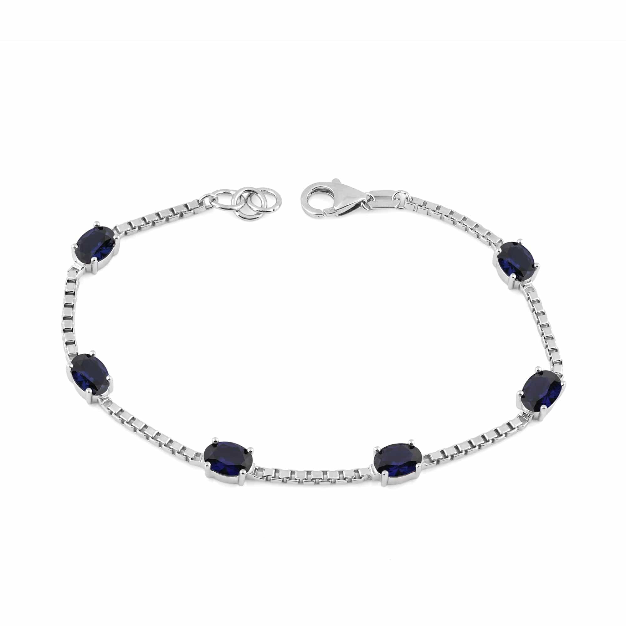 Birthstone Bracelet in Sterling Silver, Oval Cut 5*7mm, 7 Inches with an Extender, 12 Gemstone Options, Gift Box Included - April, White Zircon - Image 40