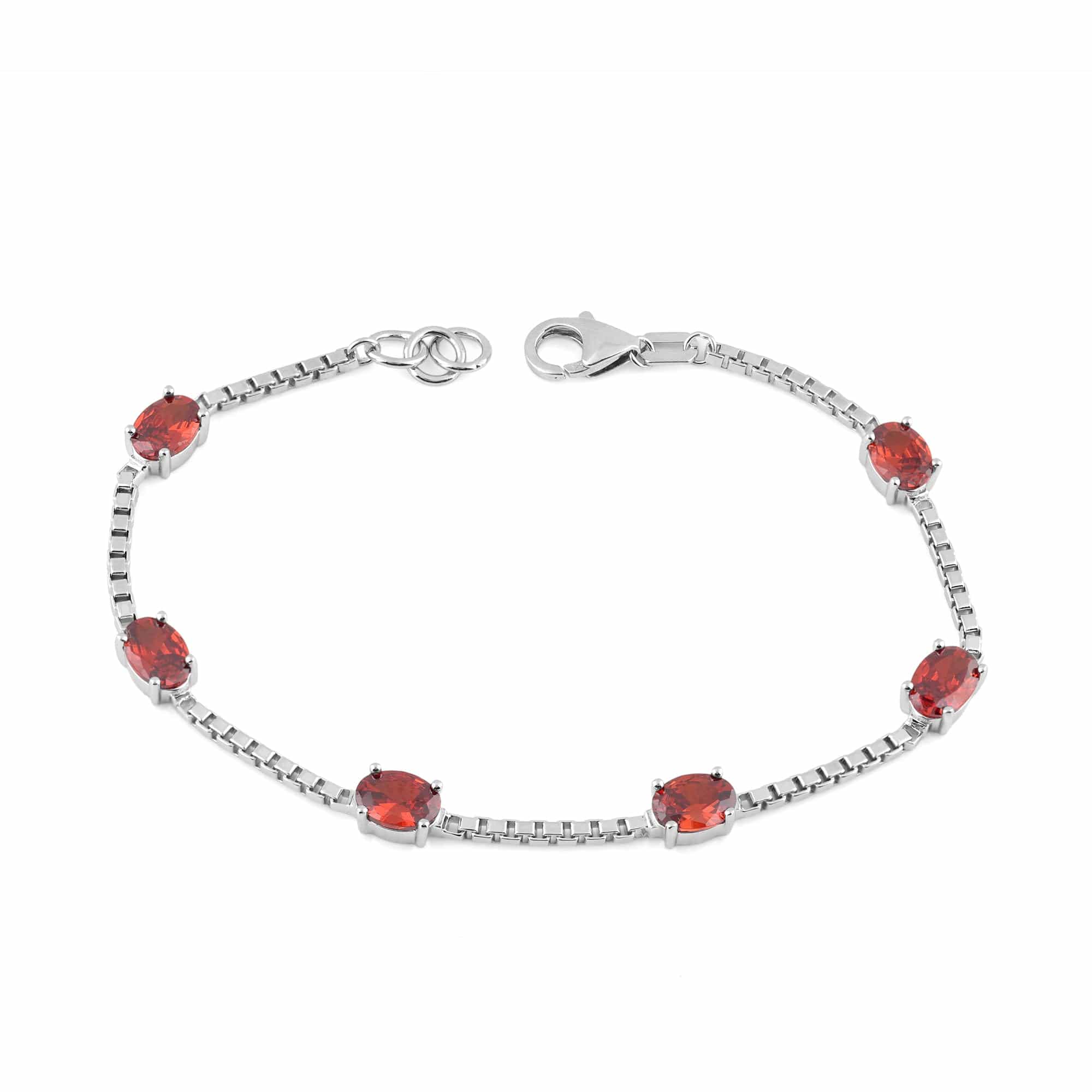 Birthstone Bracelet in Sterling Silver, Oval Cut 5*7mm, 7 Inches with an Extender, 12 Gemstone Options, Gift Box Included - April, White Zircon - Image 9