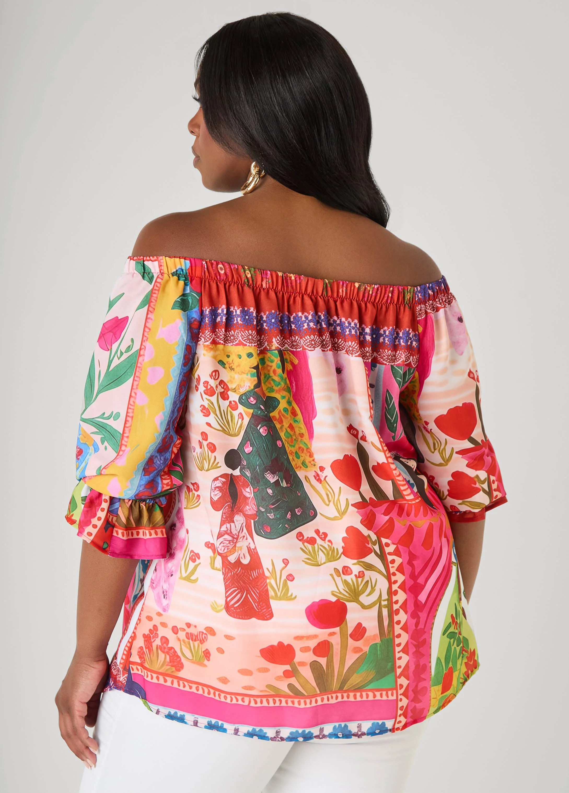 Off The Shoulder Printed Blouse - Image 2