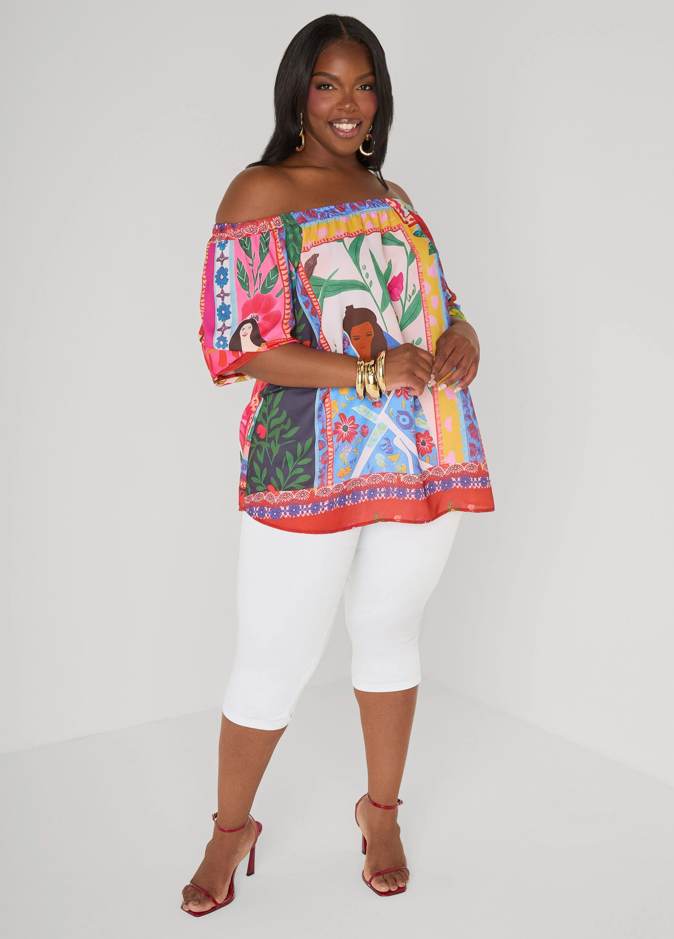 Off The Shoulder Printed Blouse - Image 3