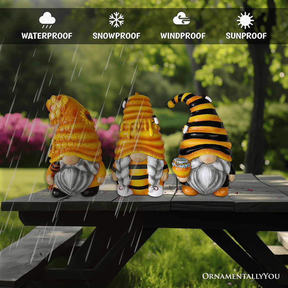 Set of Three Bee Gnome Figurines - Image 6