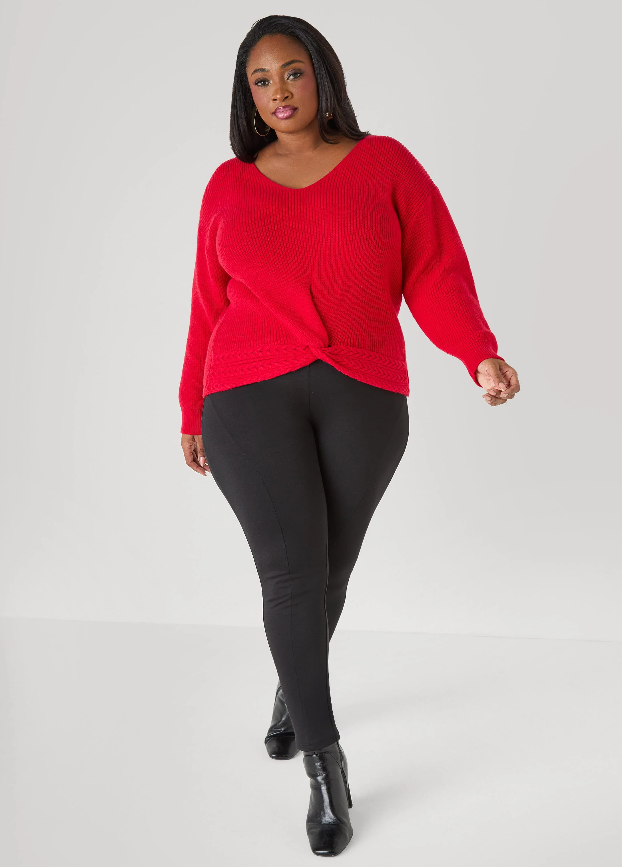 Knotted Cable Knit Trimmed Sweater - Image 3