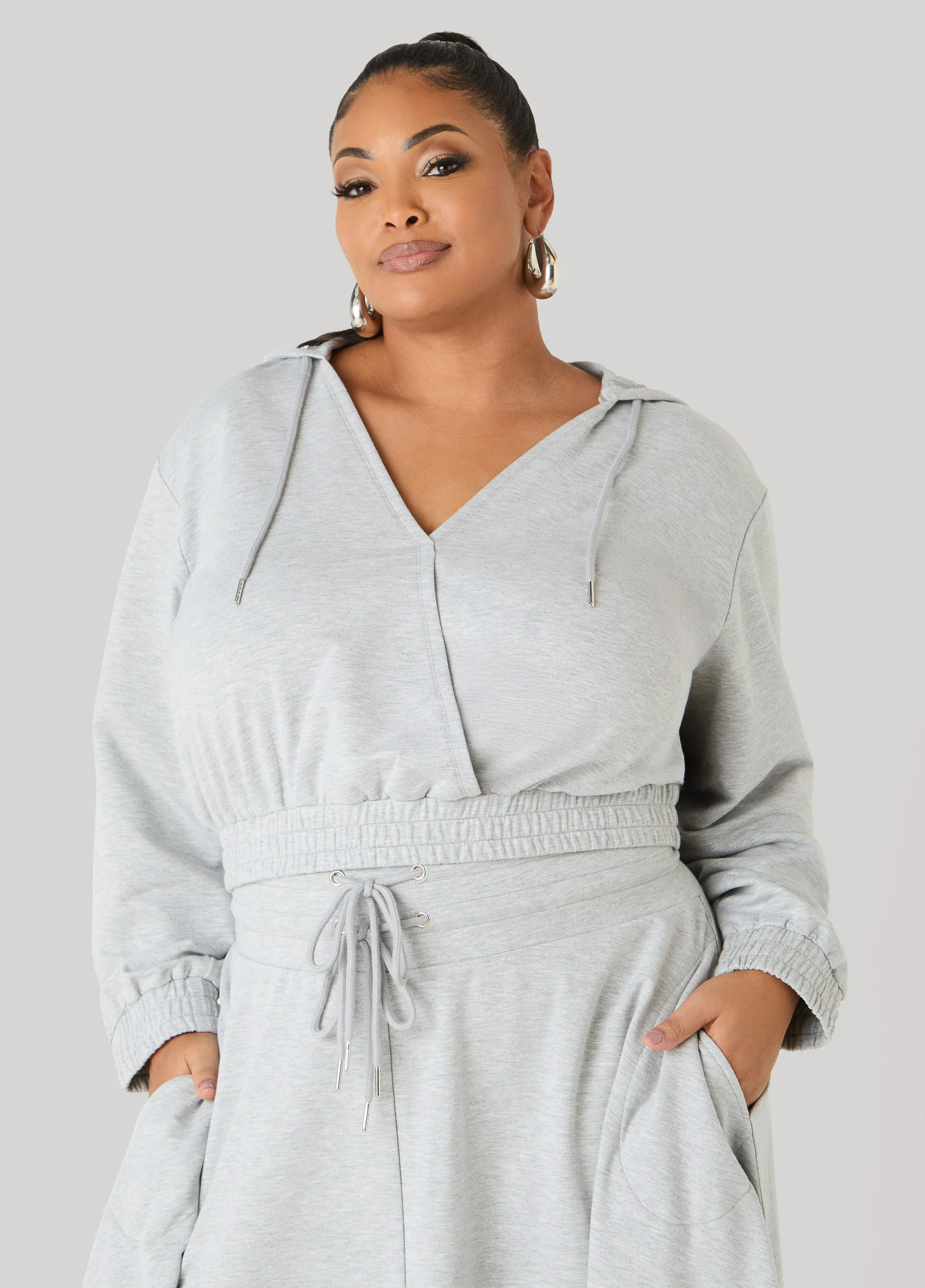 Faux Wrap Crop Hoodie - Image 3