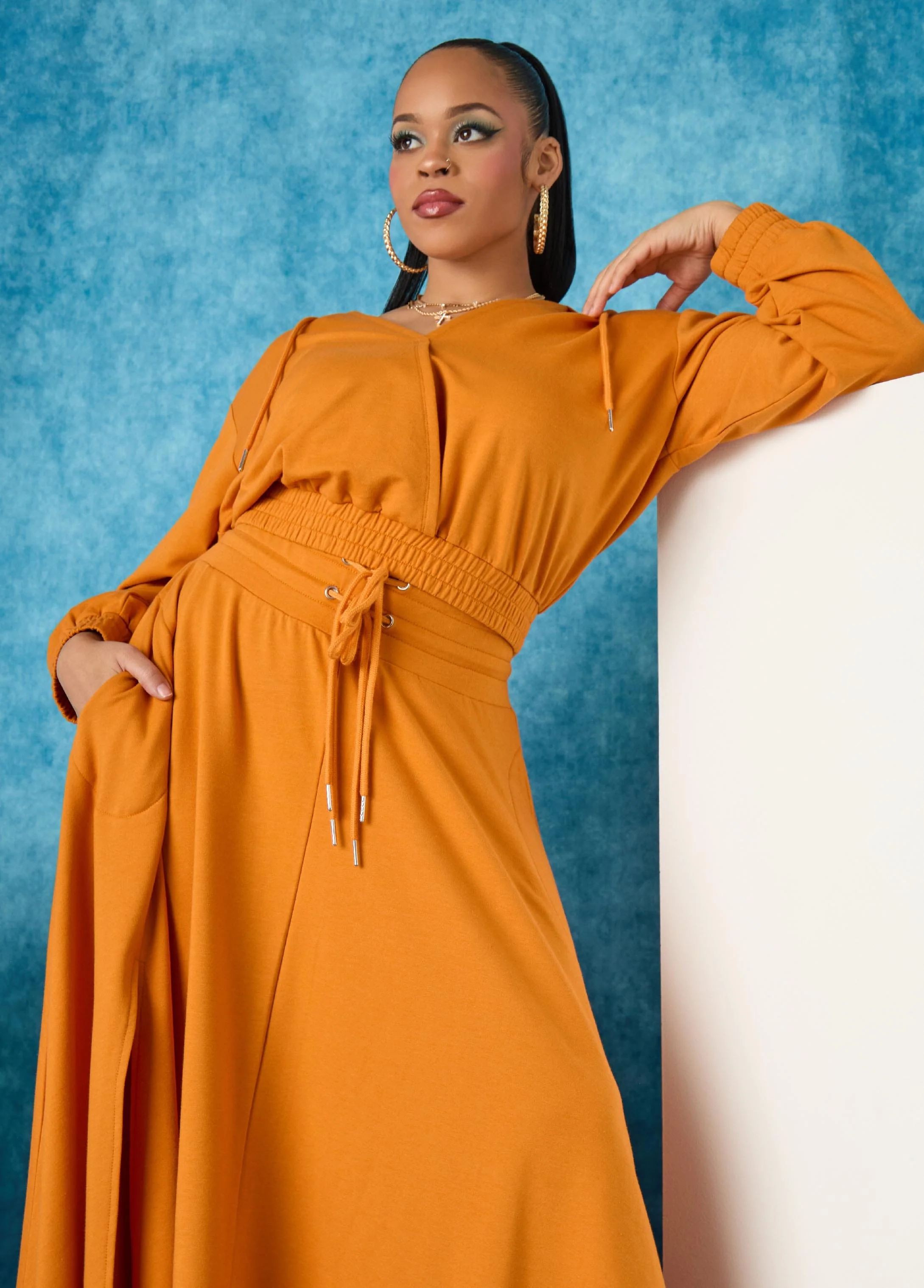 Faux Wrap Crop Hoodie - Image 4