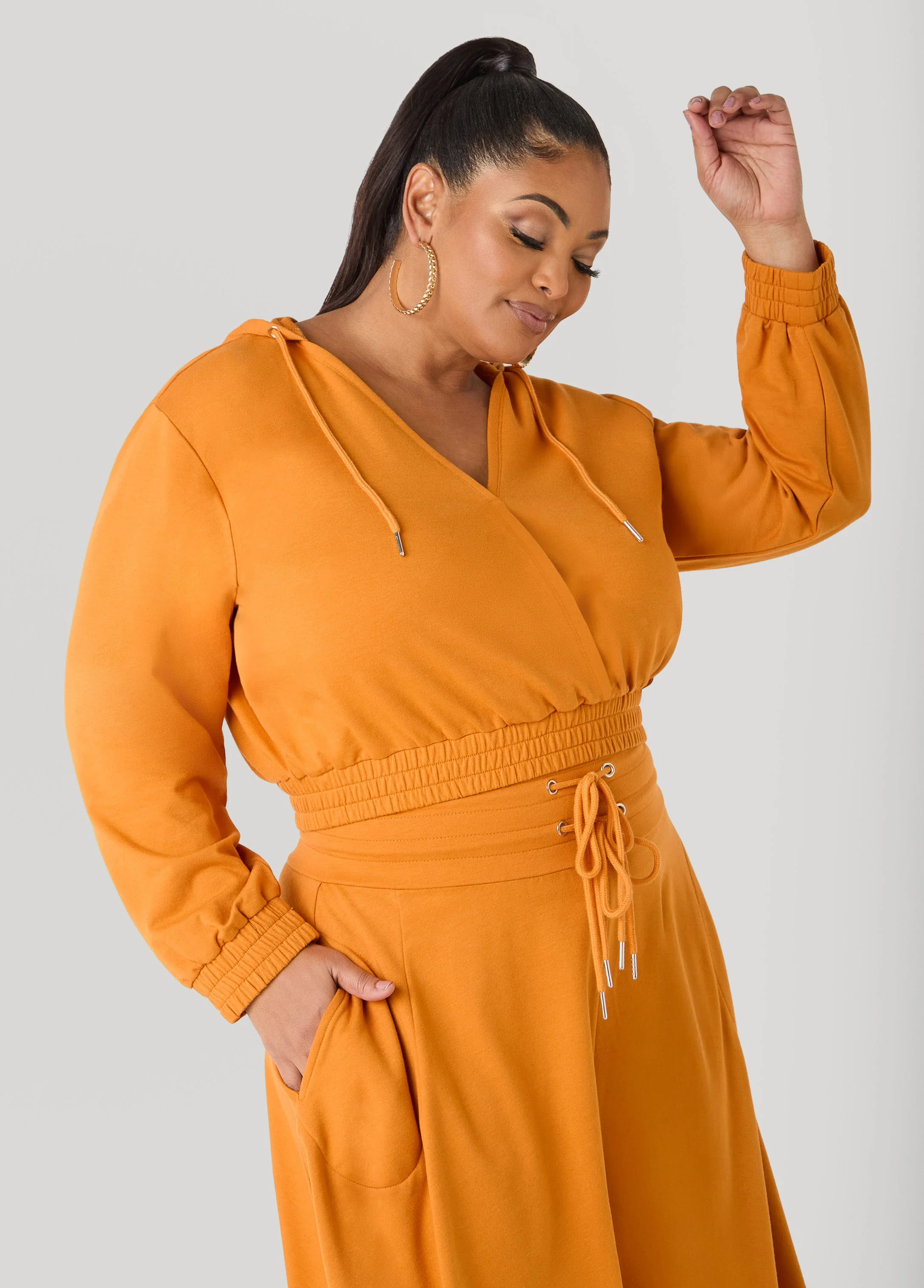 Faux Wrap Crop Hoodie - Image 6