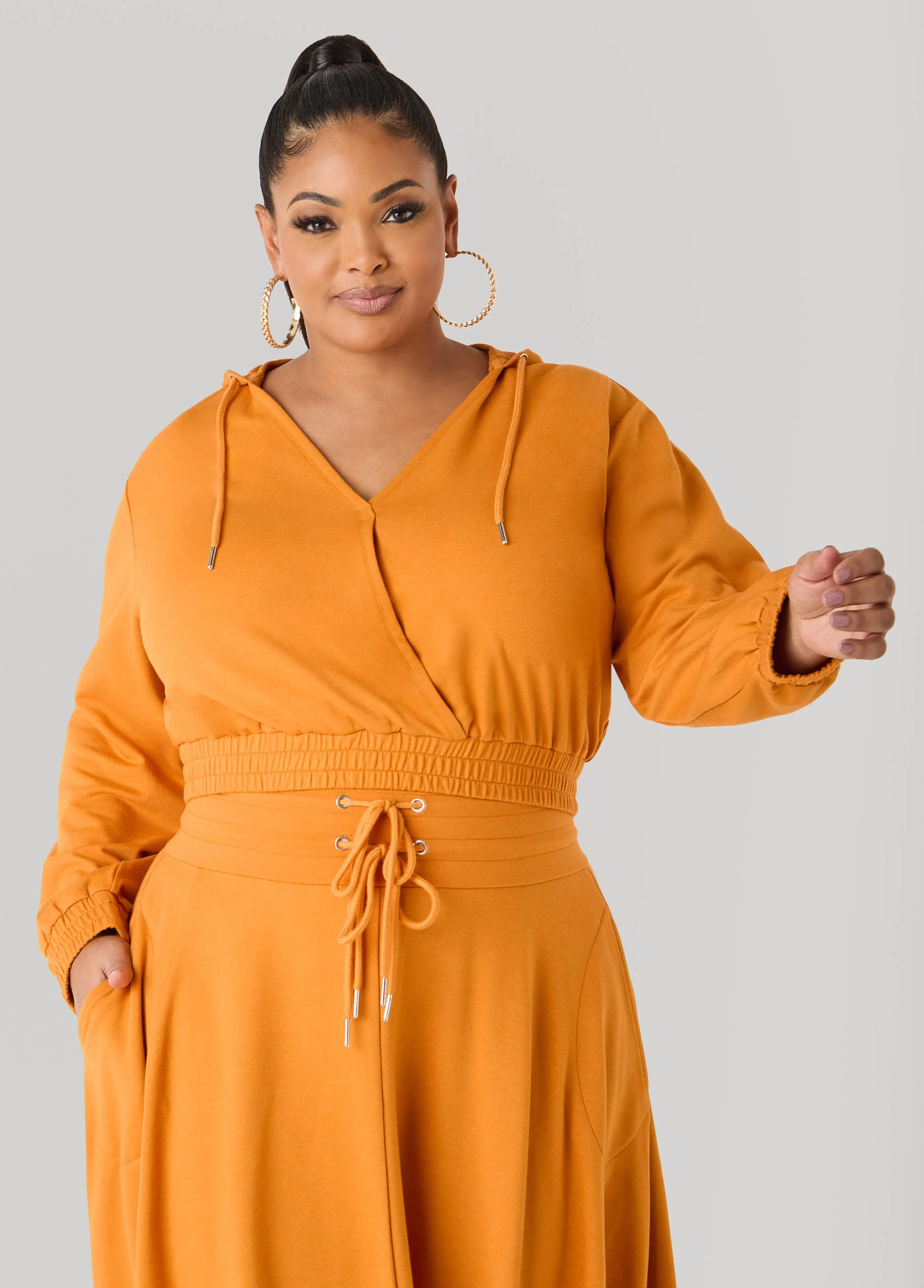 Faux Wrap Crop Hoodie - Image 9