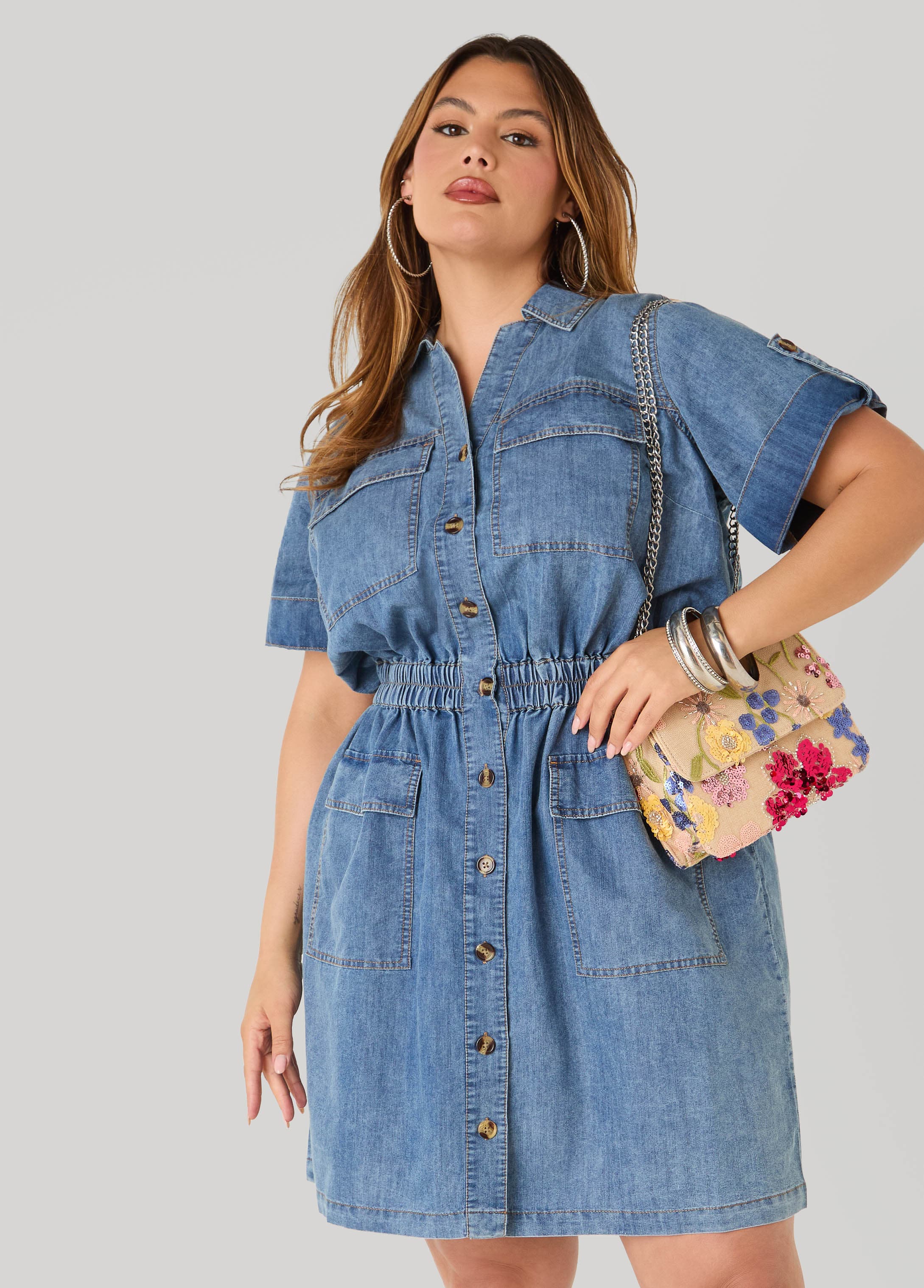 Stonewash Denim Cargo Dress - Image 4