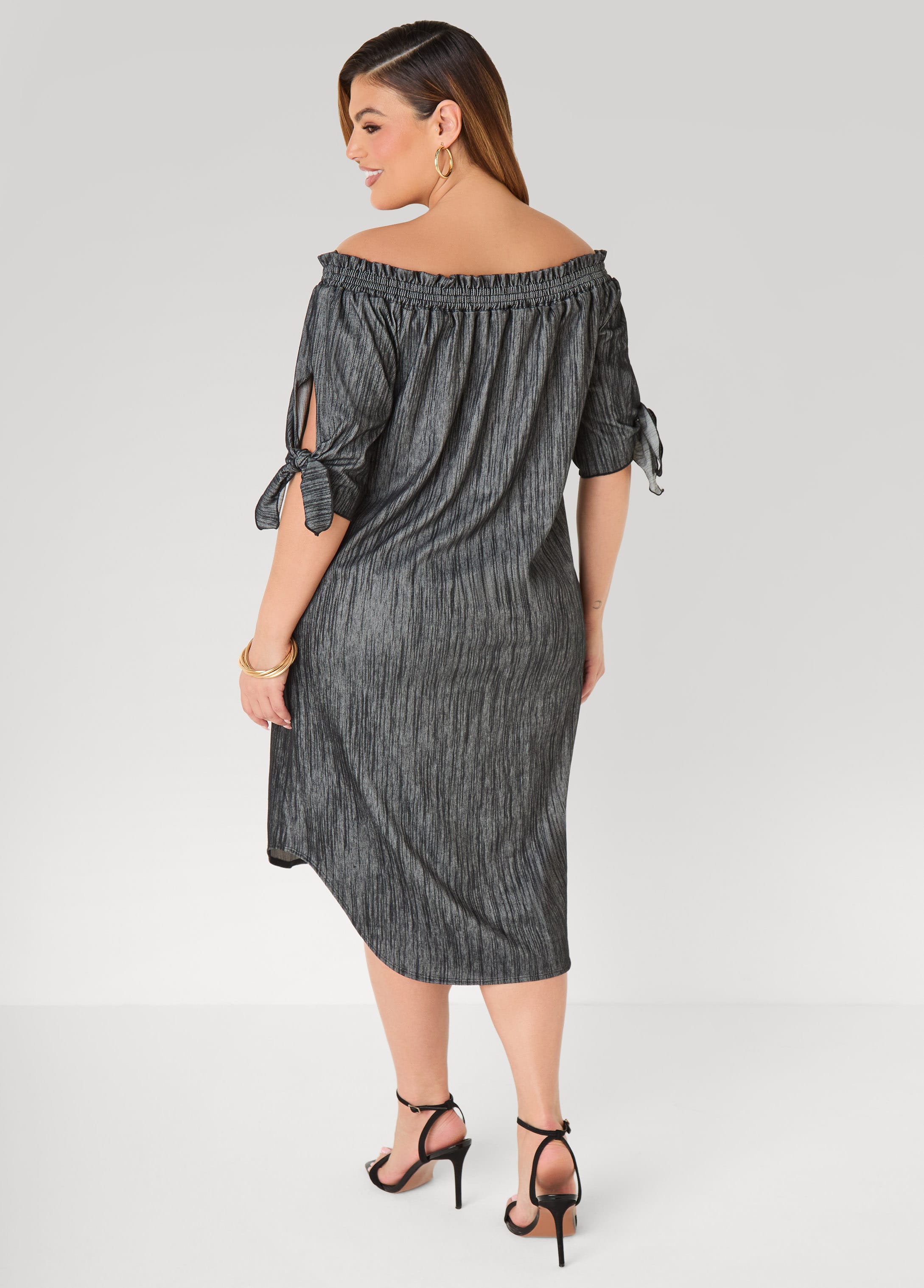 Off The Shoulder Denim Dress - Image 2