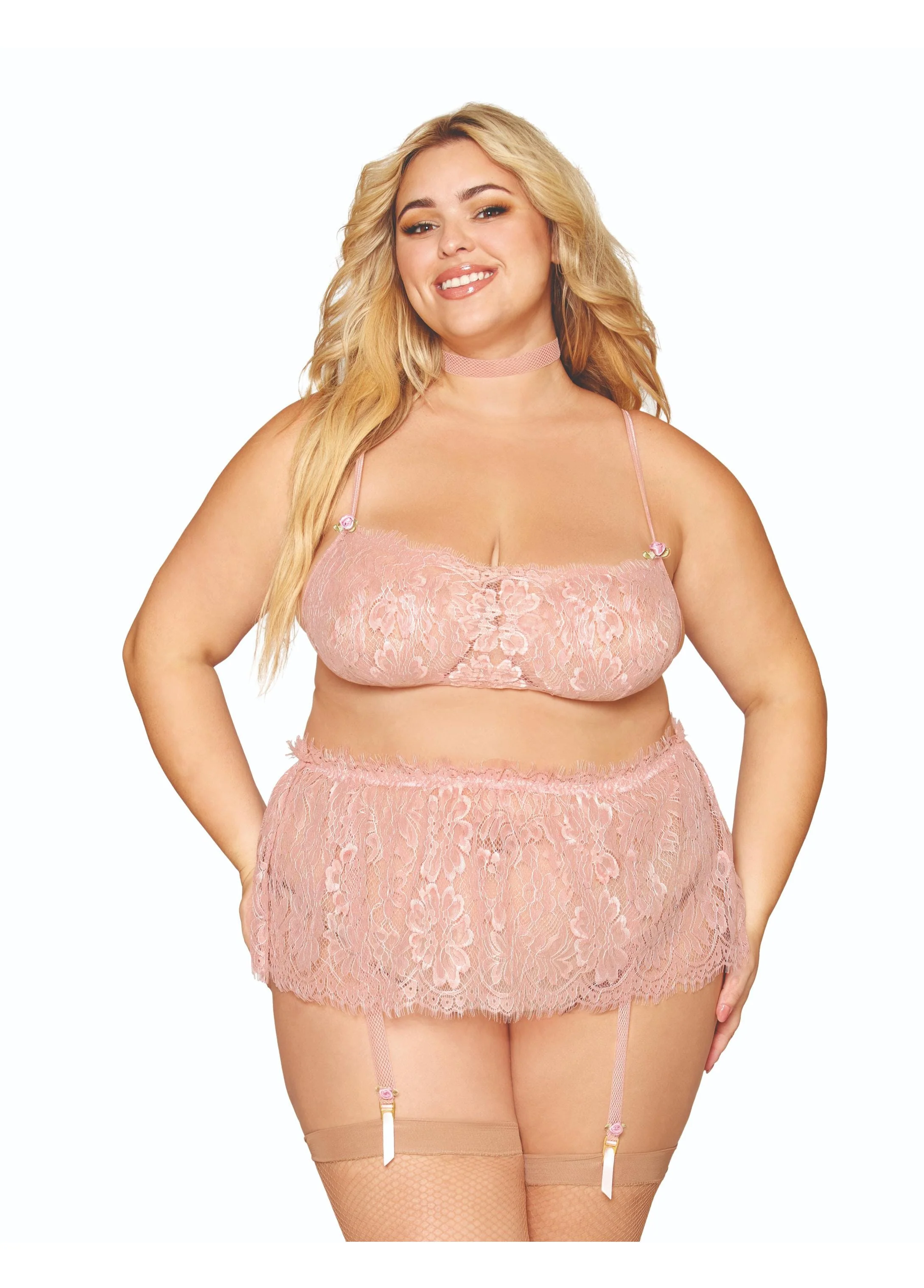 Dreamgirl Bralette Garter Skirt And Choker Set - Image 3