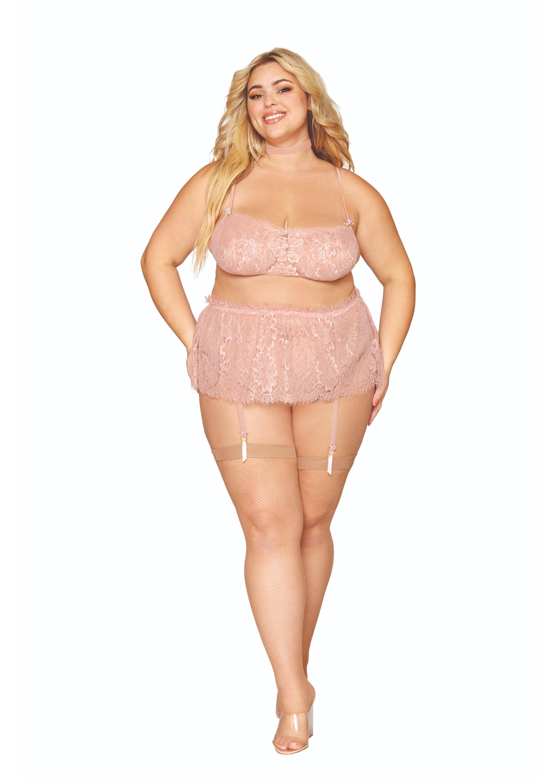 Dreamgirl Bralette Garter Skirt And Choker Set - Image 4