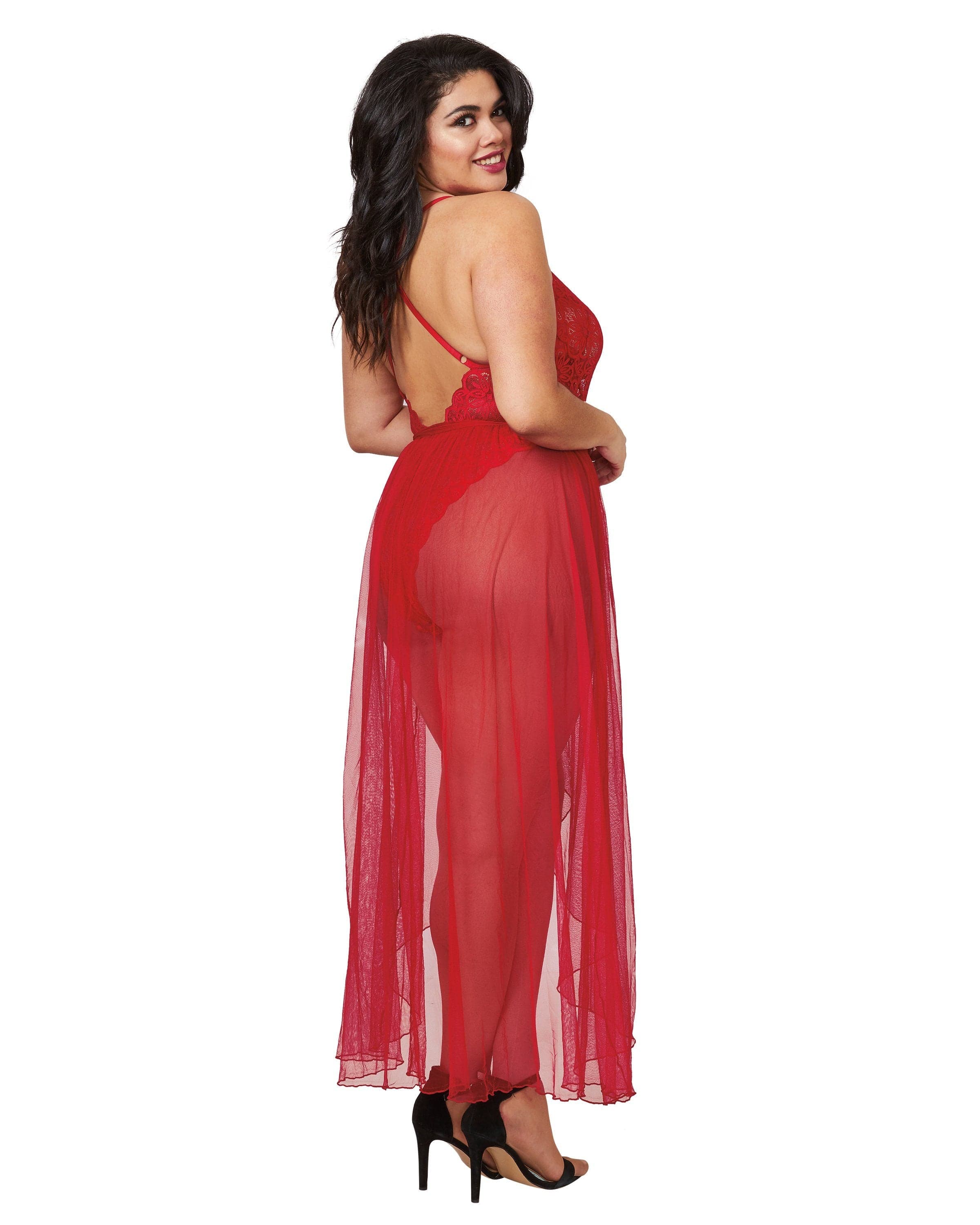 Dreamgirl Plus Size Lace Teddy And Maxi Skirt Set - Image 2