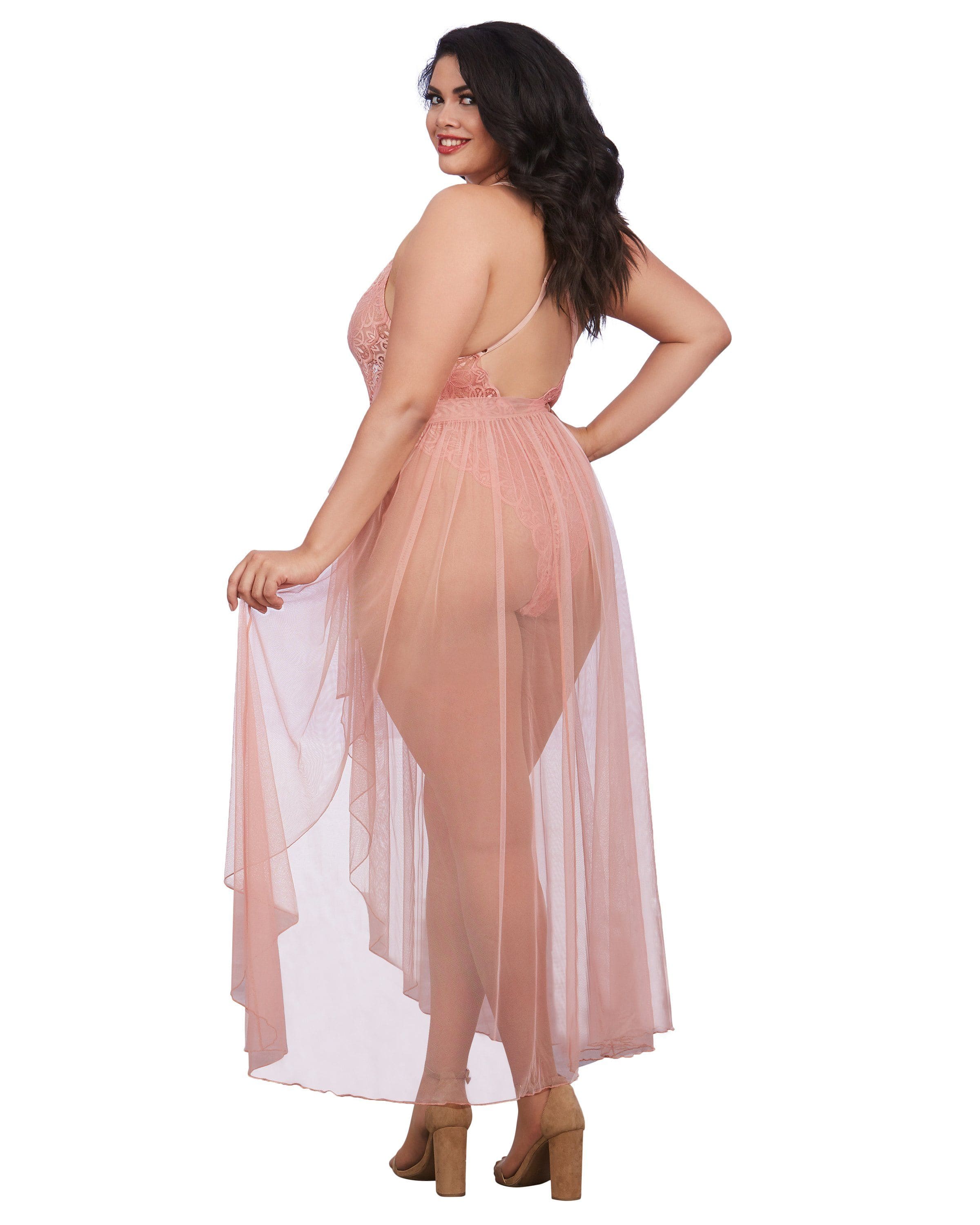 Dreamgirl Plus Size Lace Teddy And Skirt Set - Image 4