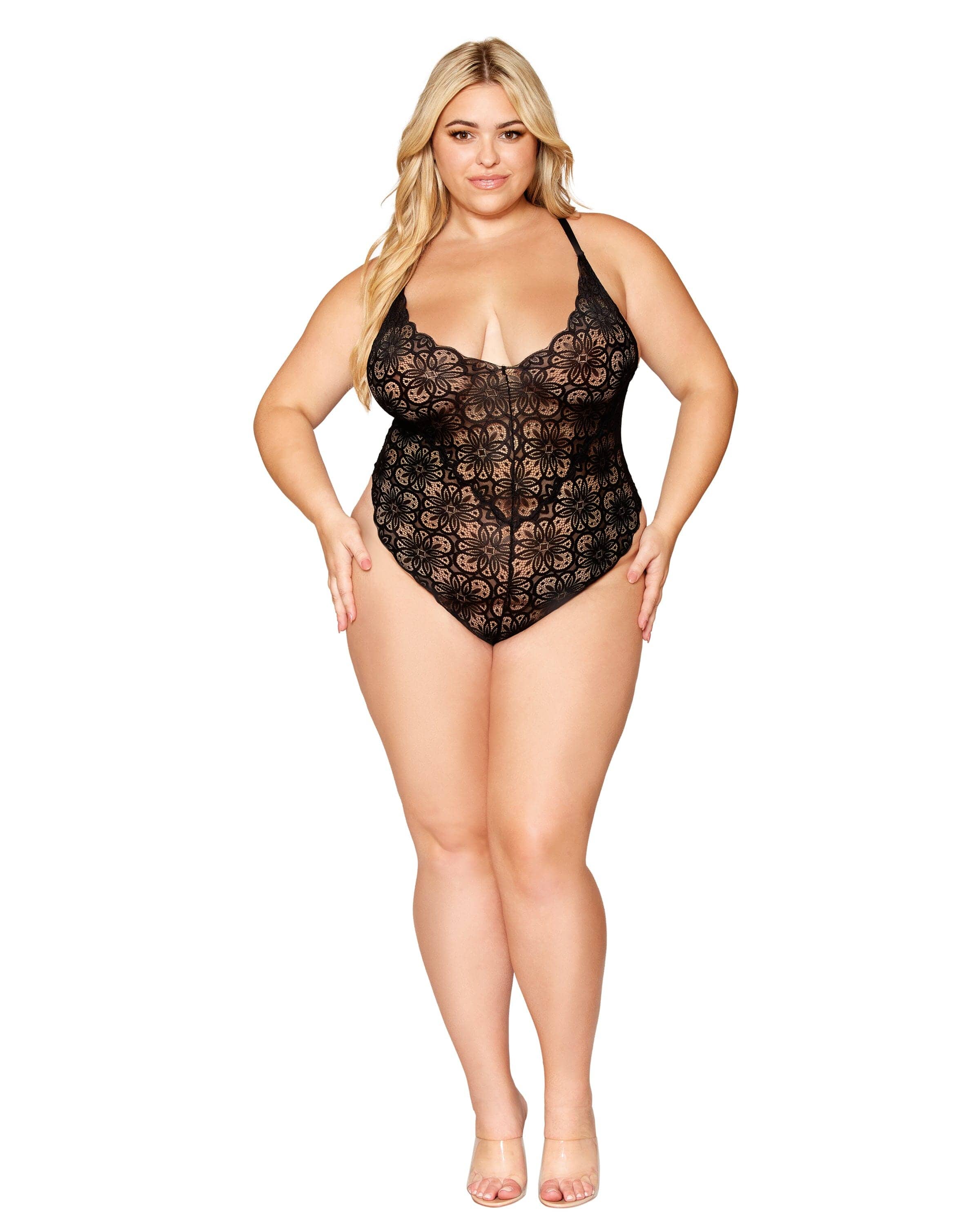 Dreamgirl Mosaic Lace Teddy And Skirt Set - Image 3