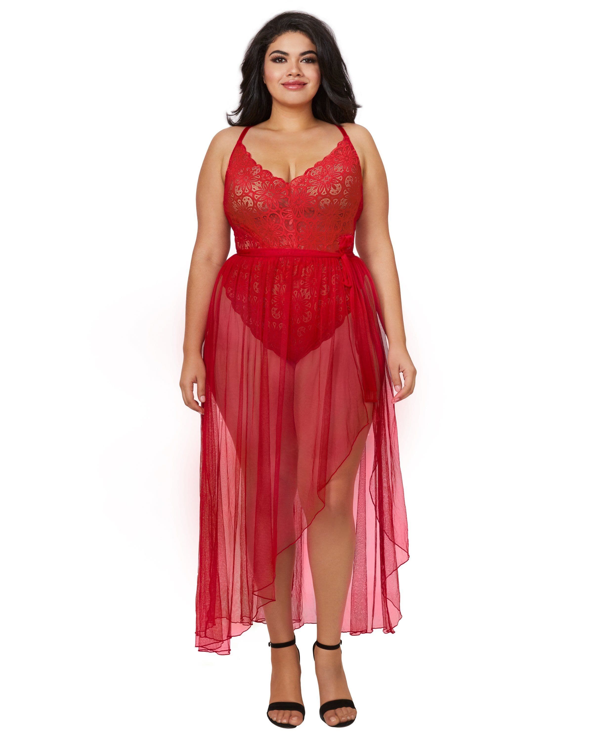 Dreamgirl Mosaic Lace Teddy And Skirt Set - Image 7
