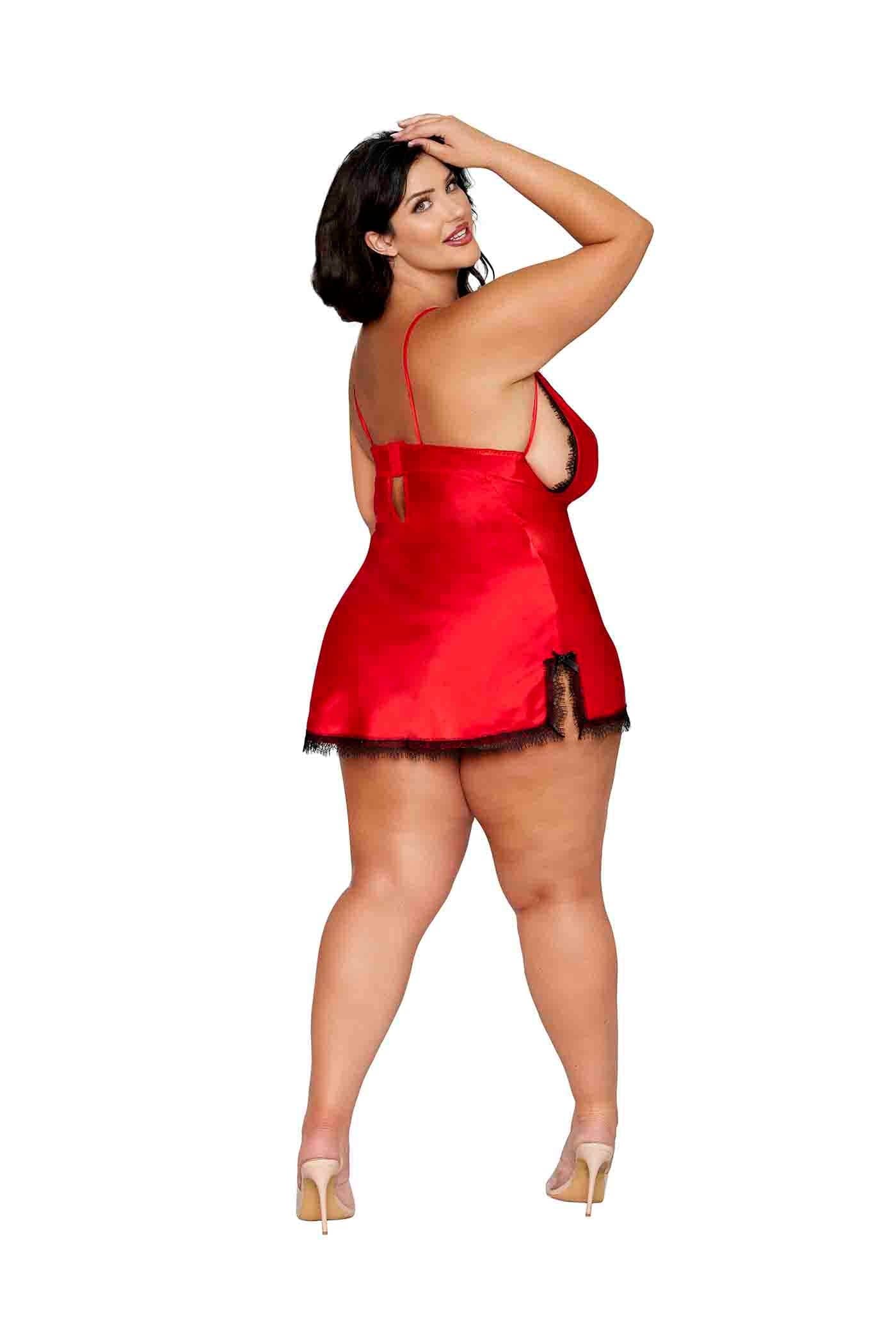 Dreamgirl Lace Trimmed Satin Chemise - Image 2