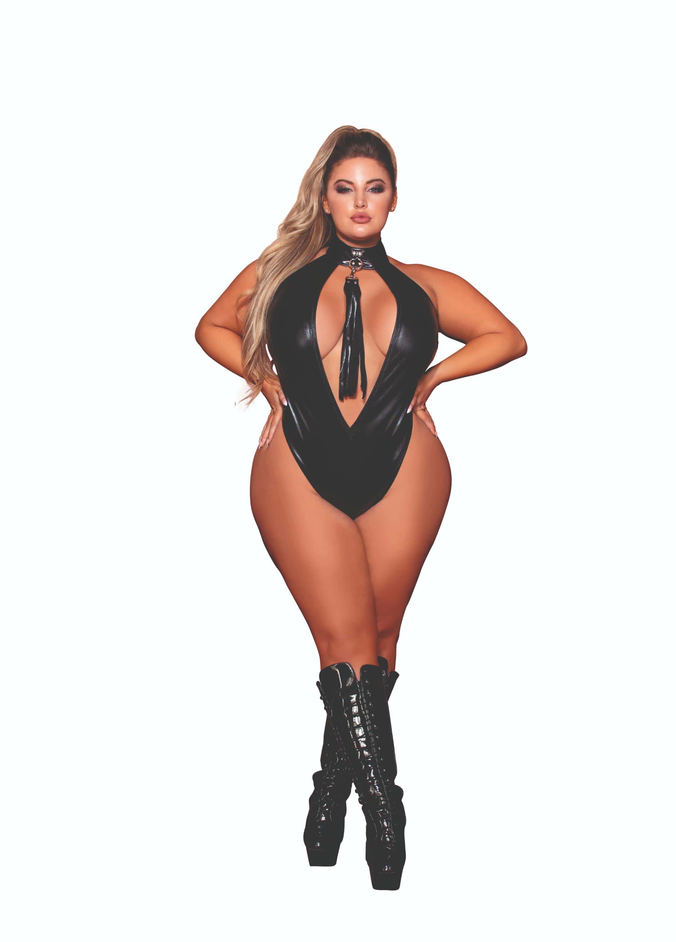 Dreamgirl Open Front Halter Teddy And Flogger Set